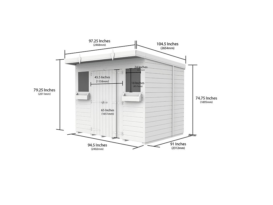 8ft x 8ft Pent Summer Shed Loglap