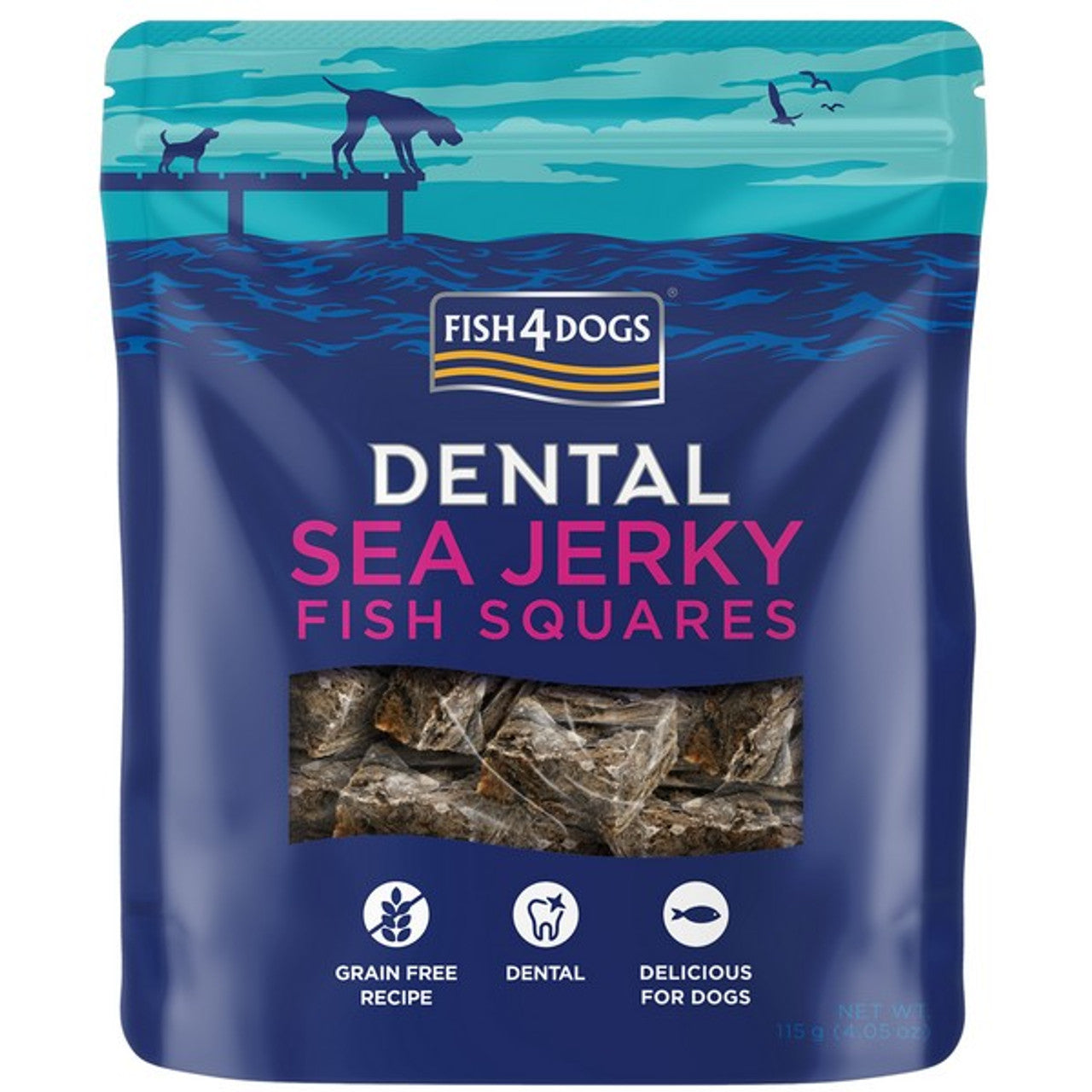 Fish4Dogs Dental Sea Jerky Fish Squares 115g