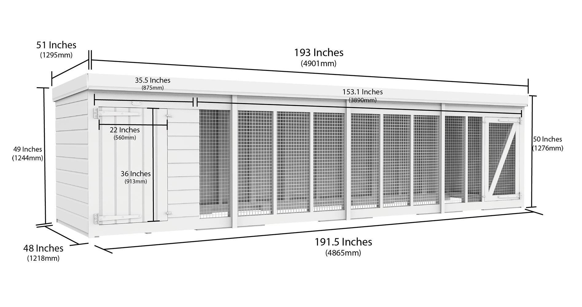 16ft x 4ft Dog Kennel and Run