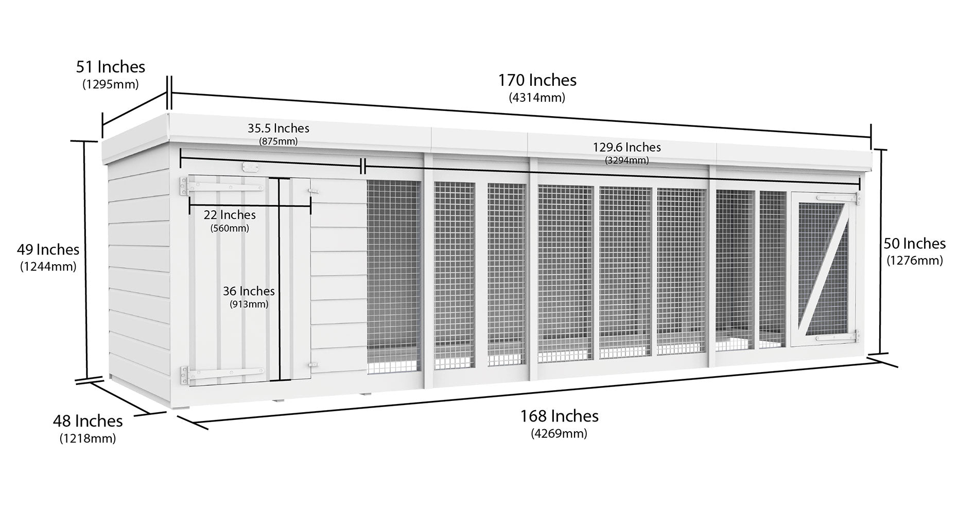 14ft x 4ft Dog Kennel and Run