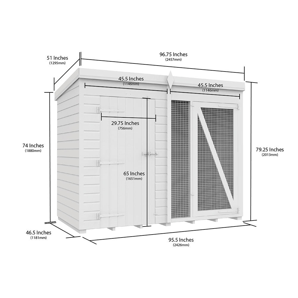 8ft X 4ft Dog Kennel and Run Full Height