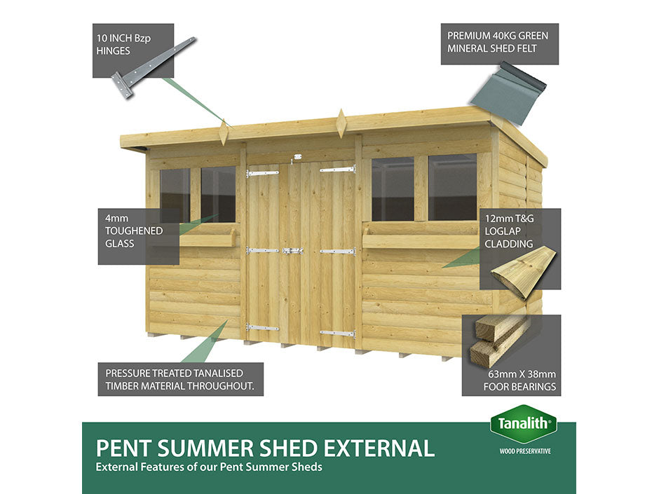 20ft x 6ft Pent Summer Shed Loglap