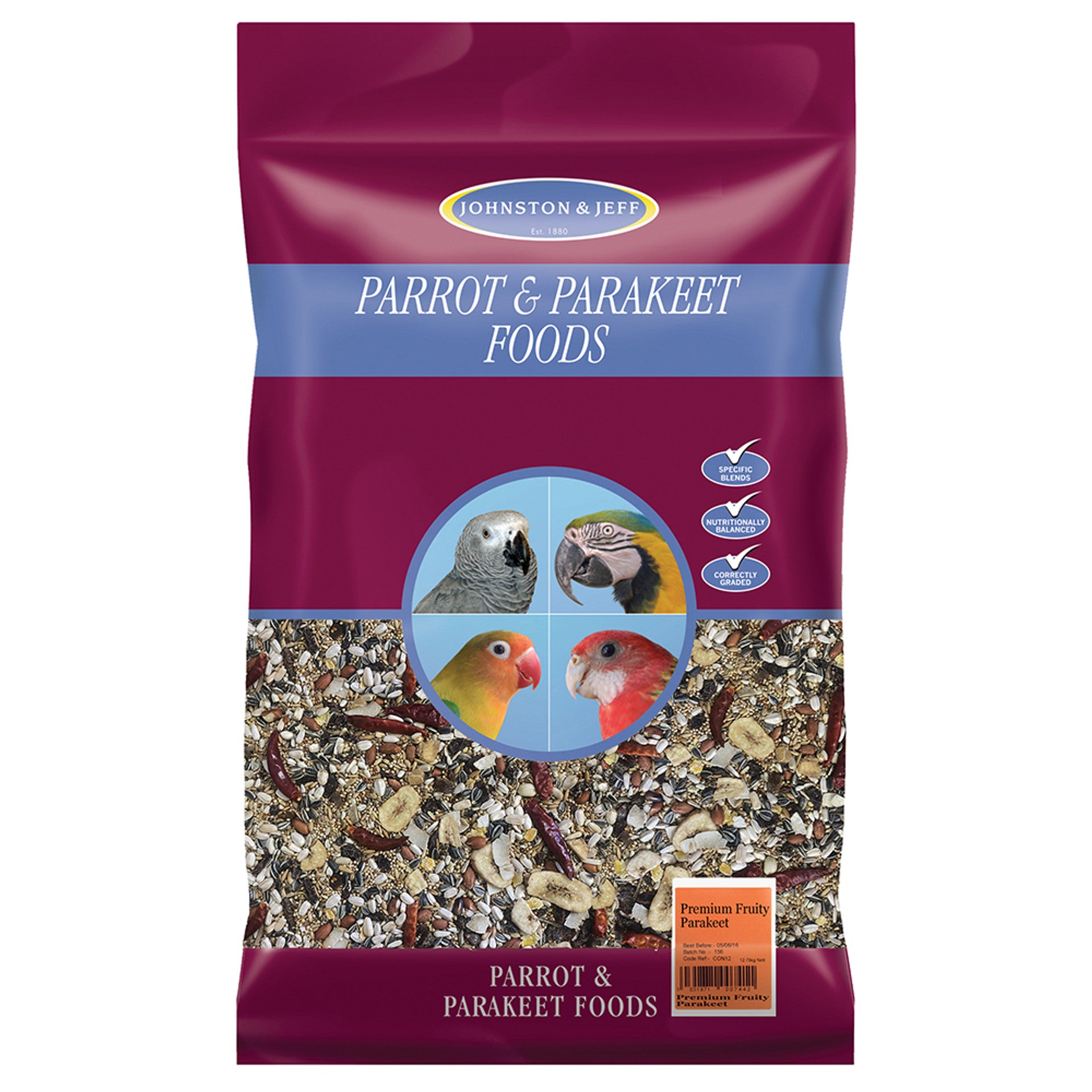 Johnston & Jeff Premium Fruity Parakeet 12.5kg