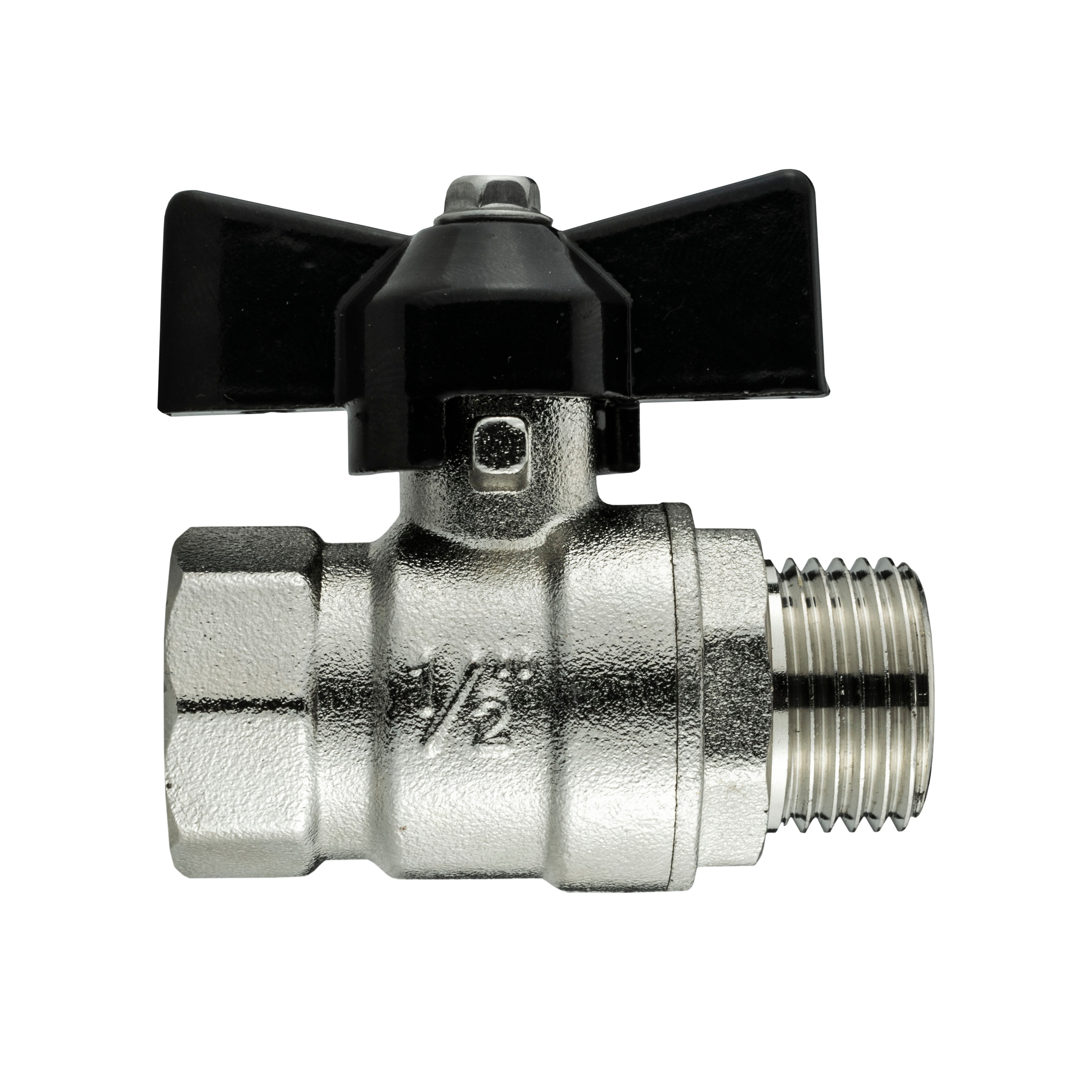 Brass Nickel-Plated Butterfly Valve 1/2" BSPM-F