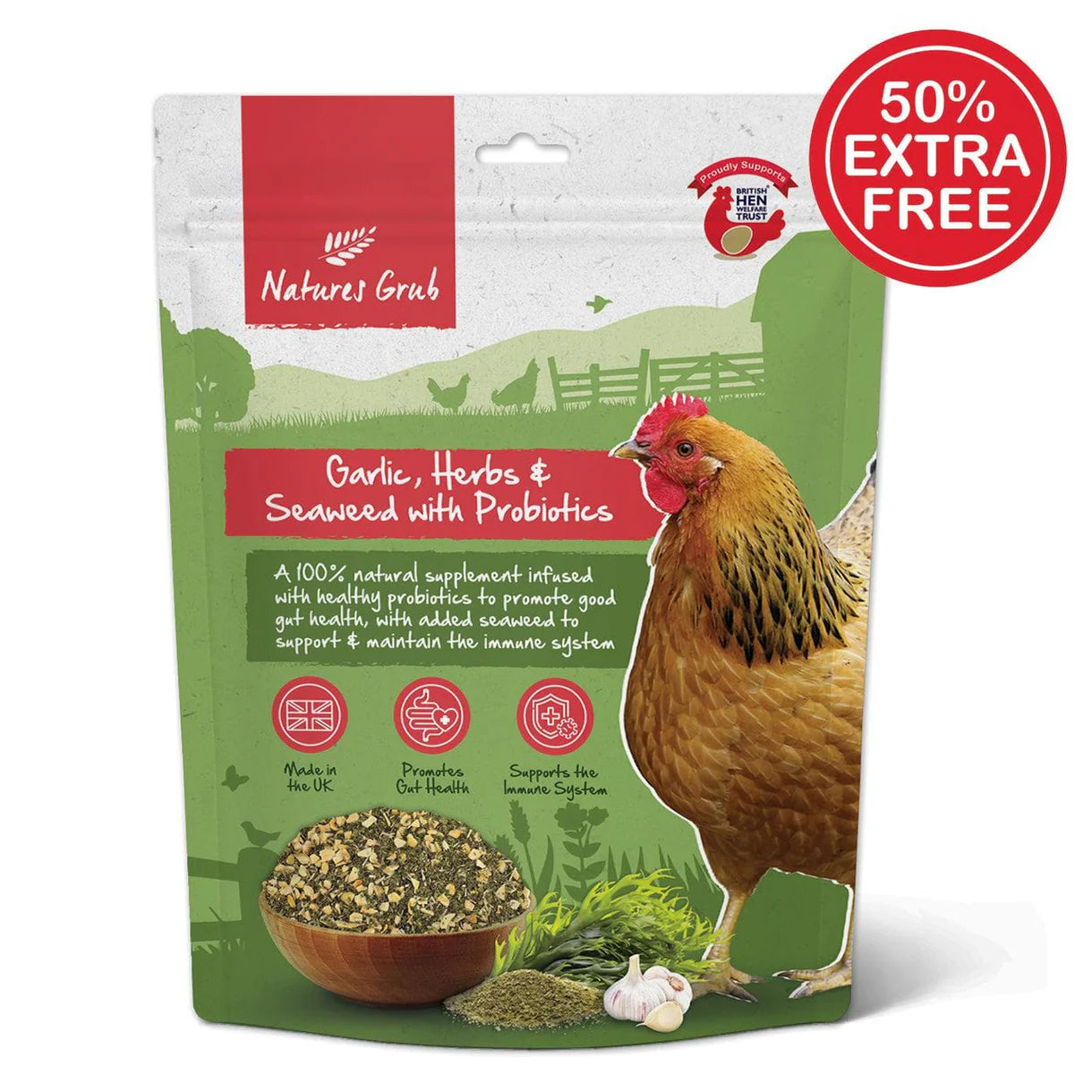 Natures Grub Garlic, Herbs & Seaweed with Probiotic 300g