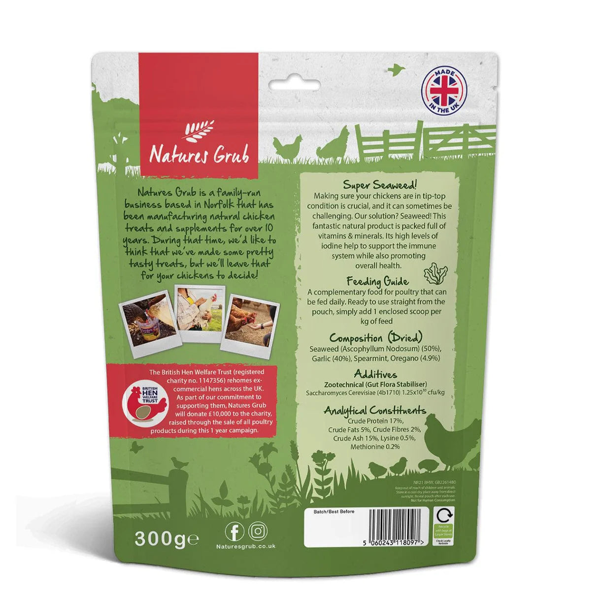 Natures Grub Garlic, Herbs & Seaweed with Probiotic 300g