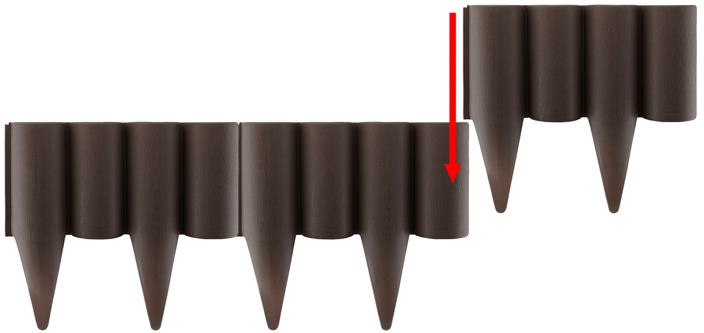 Lawn Edging, Plastic Palisade Wood Effect, 2.5m Box, Brown