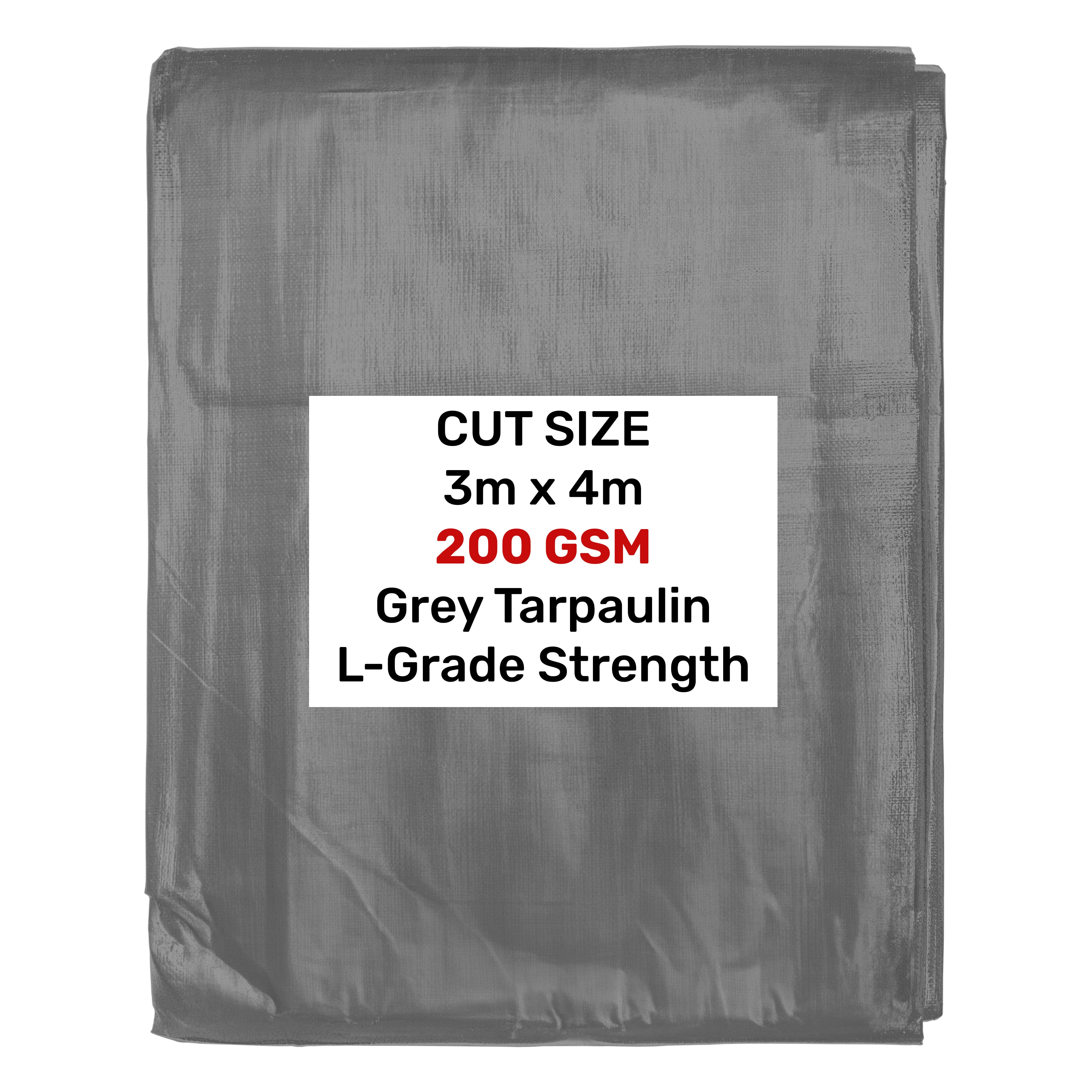 Grey L-Grade Tarpaulin 3m x 4m