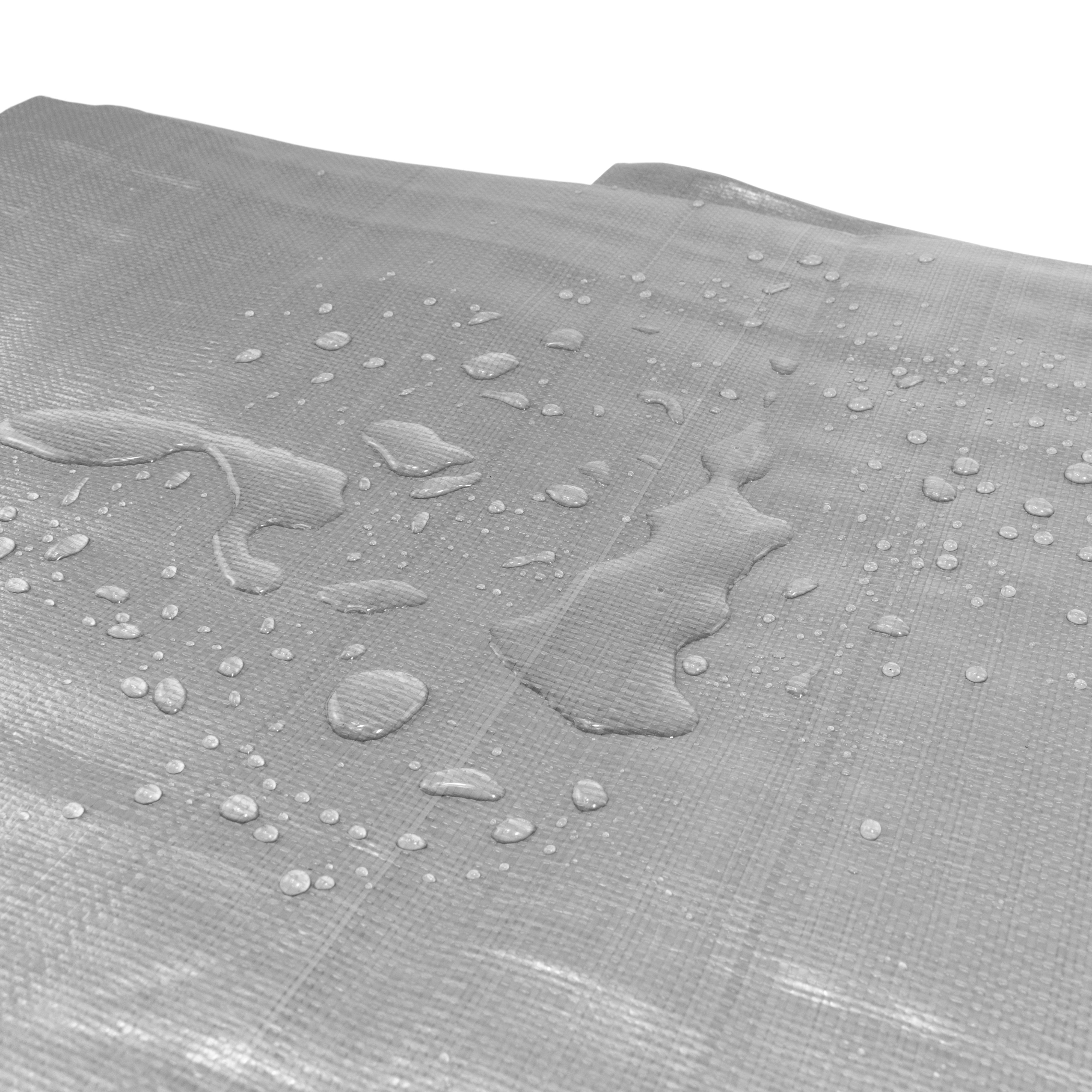 Silver XL-Grade Tarpaulin with 10m of 6mm Bungee Rope and 10 x Screw Type Tarp Clips