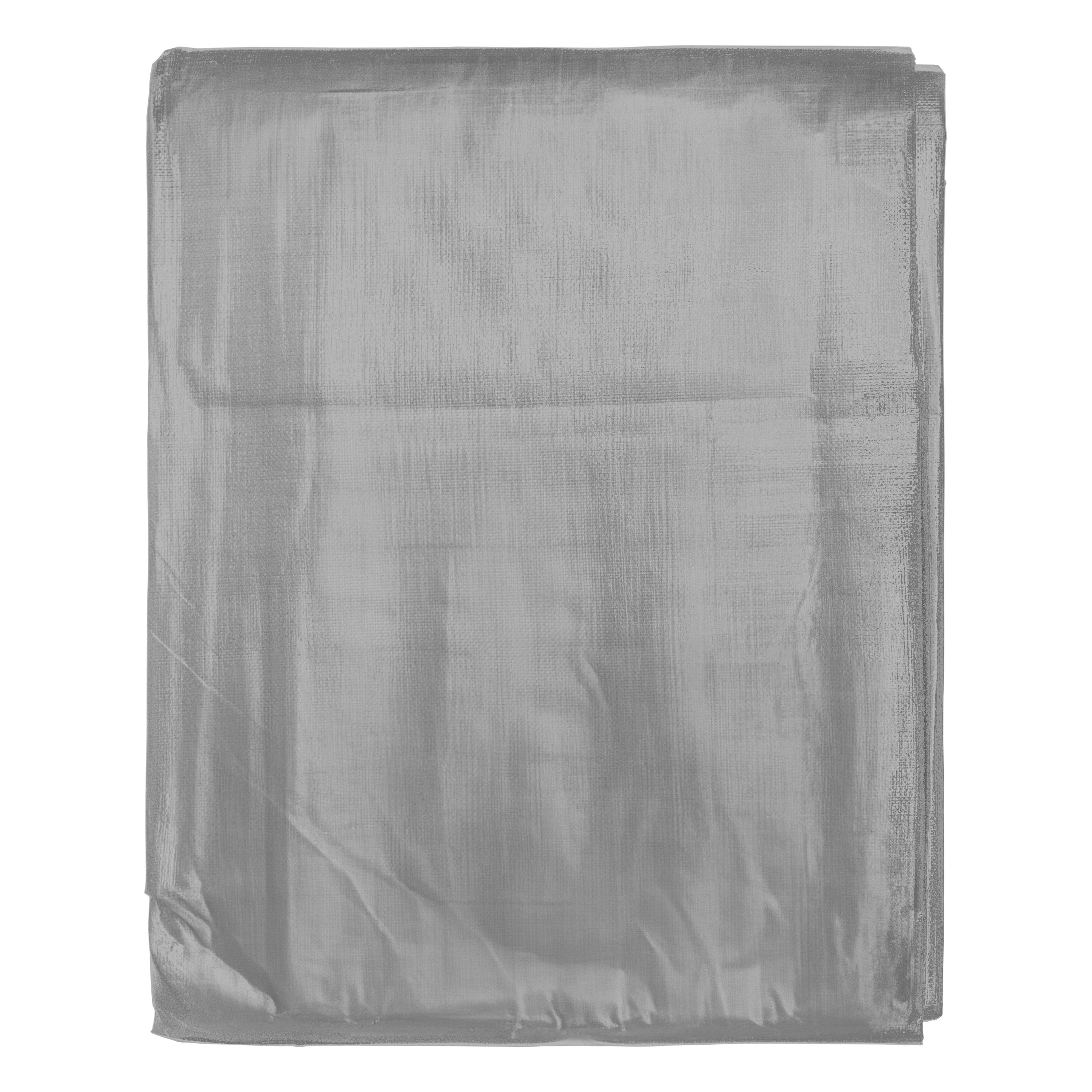 Silver XL-Grade Tarpaulin with 10 x 6" Bungee Balls (Black) and 10 x Screw Type Tarp Clips