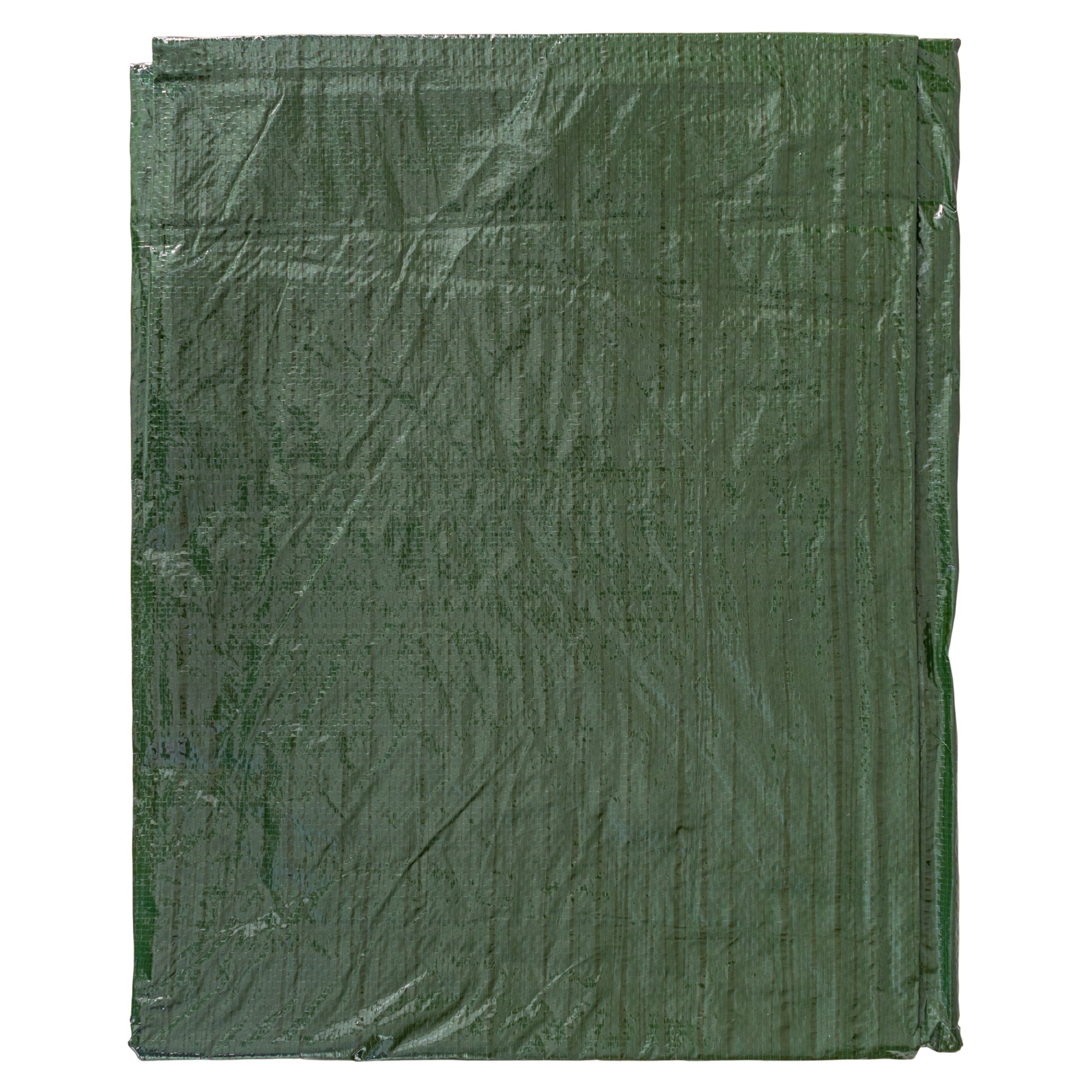 Green M-Grade Tarpaulin with 10m of 6mm Bungee Rope and 10 x Slide Type Tarp Clips