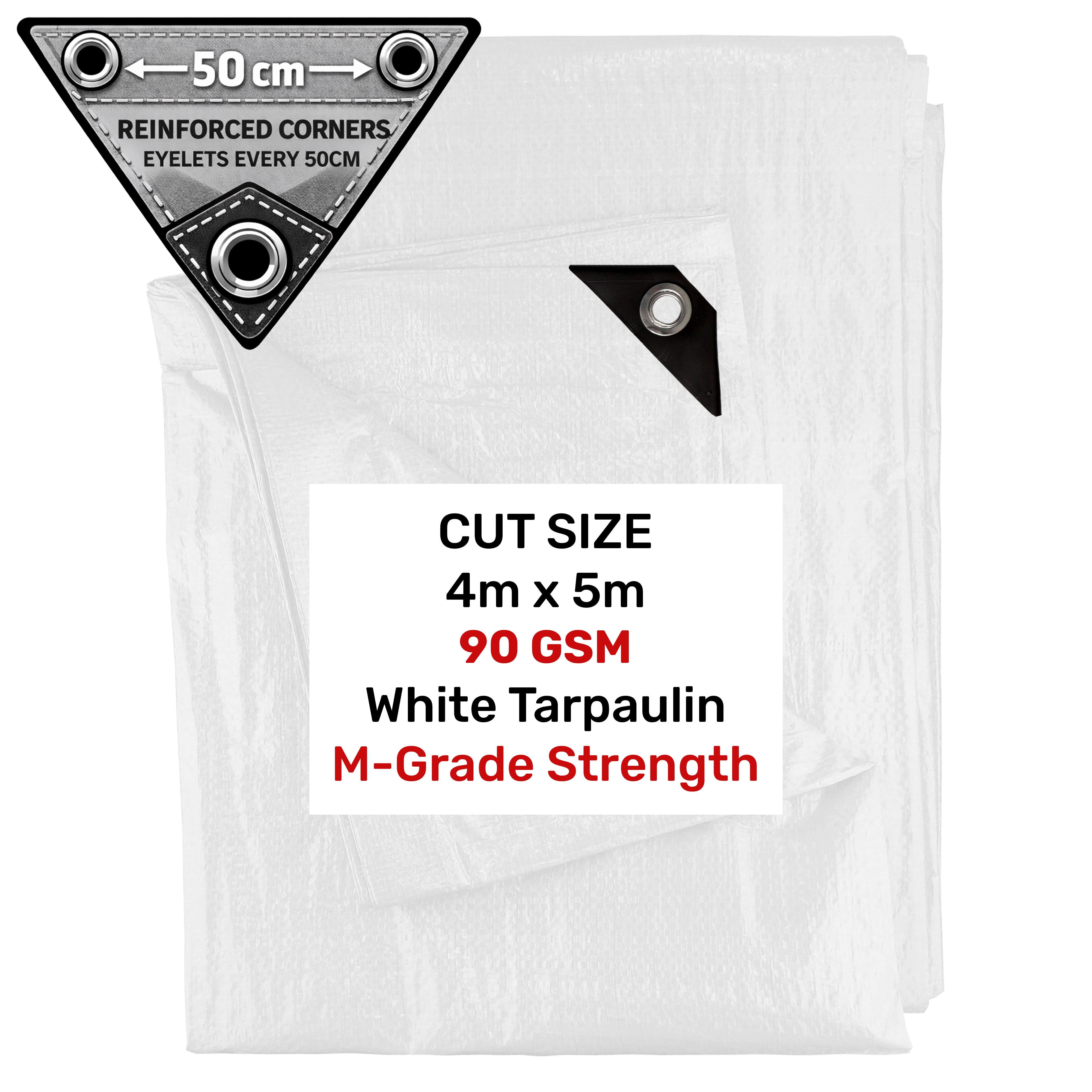 White M-Grade Tarpaulin 4m x 5m