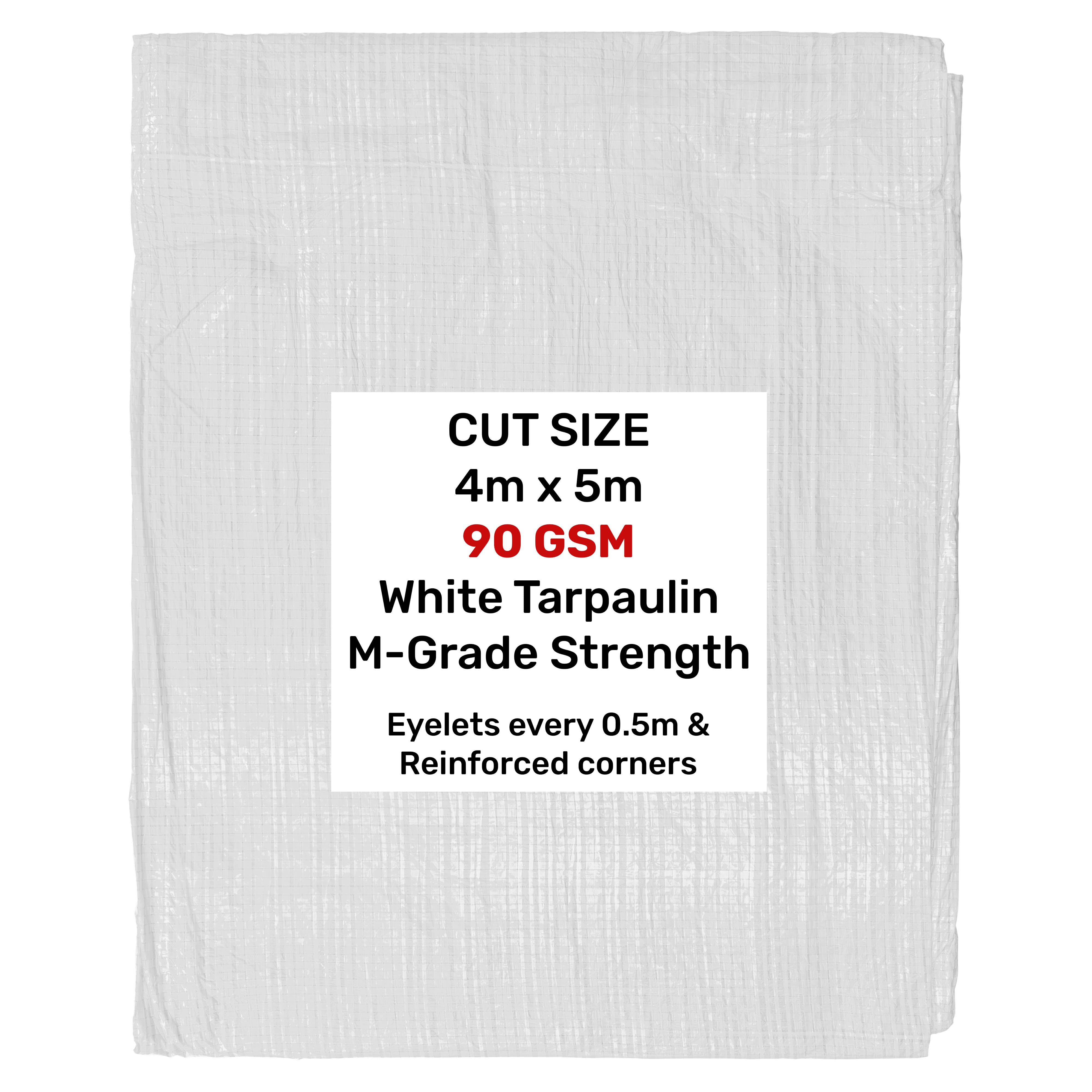 White M-Grade Tarpaulin 4m x 5m