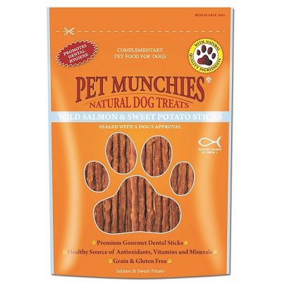 Pet Munchies Dog Treats Wild Salmon & Sweet Potato Dental Sticks 90g