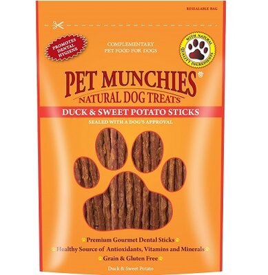 Pet Munchies Dog Treats Duck & Sweet Potato Dental Sticks 90g