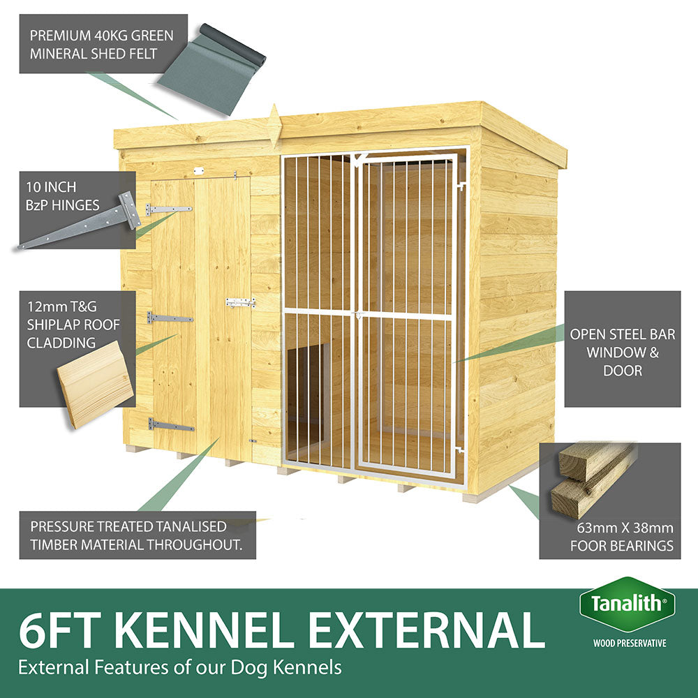 12ft X 6ft Dog Kennel and Run Full Height with Bars