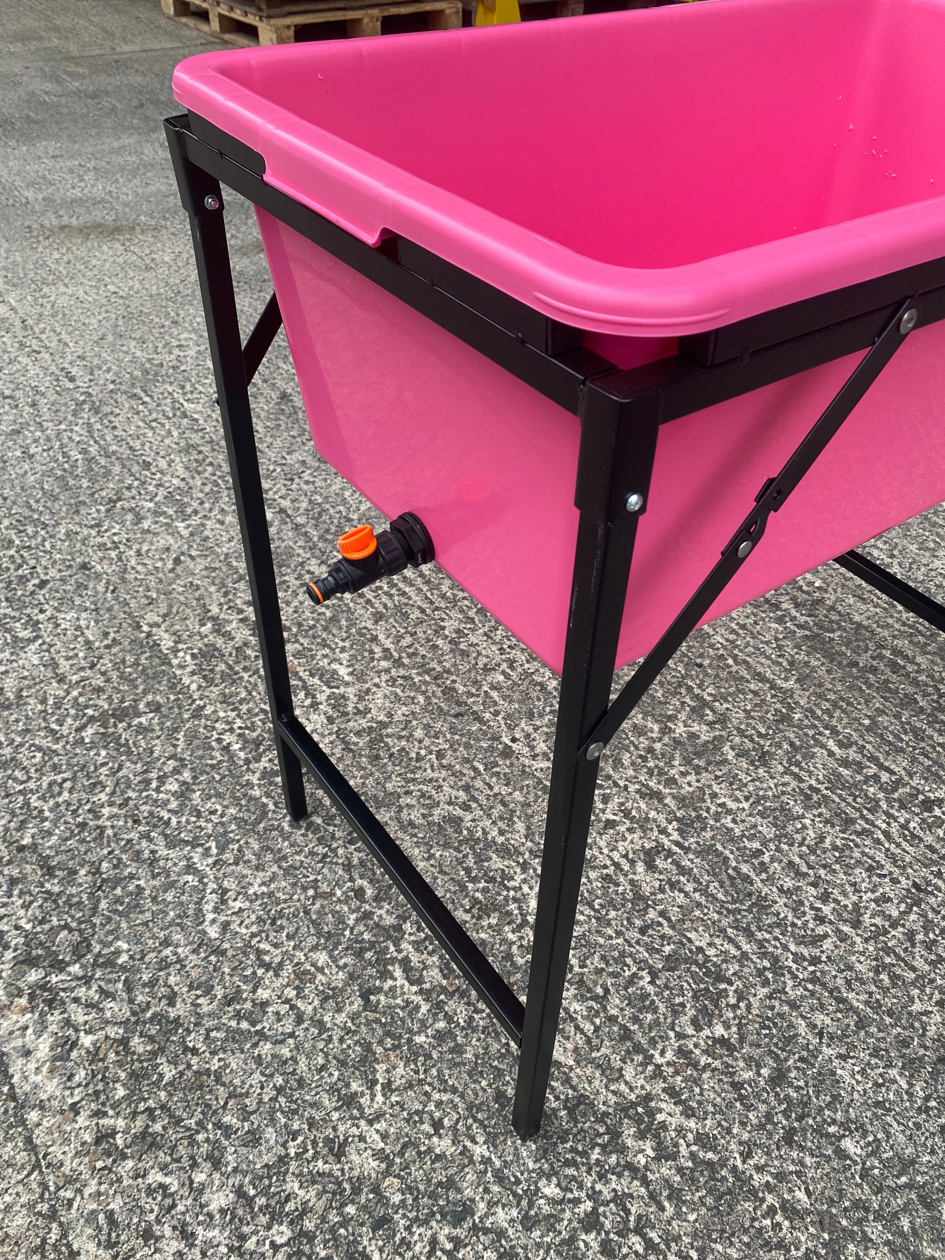 Pink Dog Bath with Drain Valve (Black) and Stand