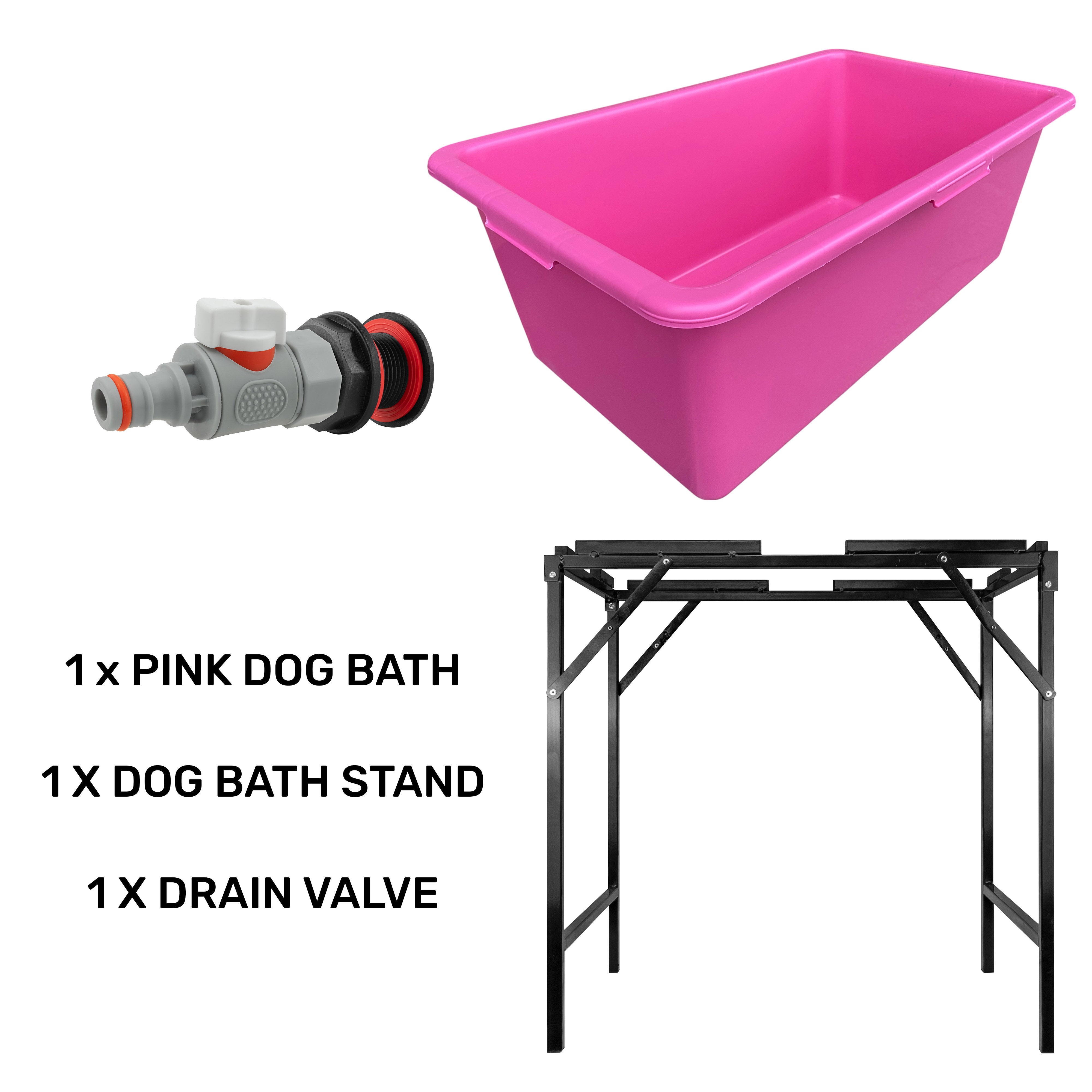 Pink Dog Bath with Drain Valve (WL) and Stand
