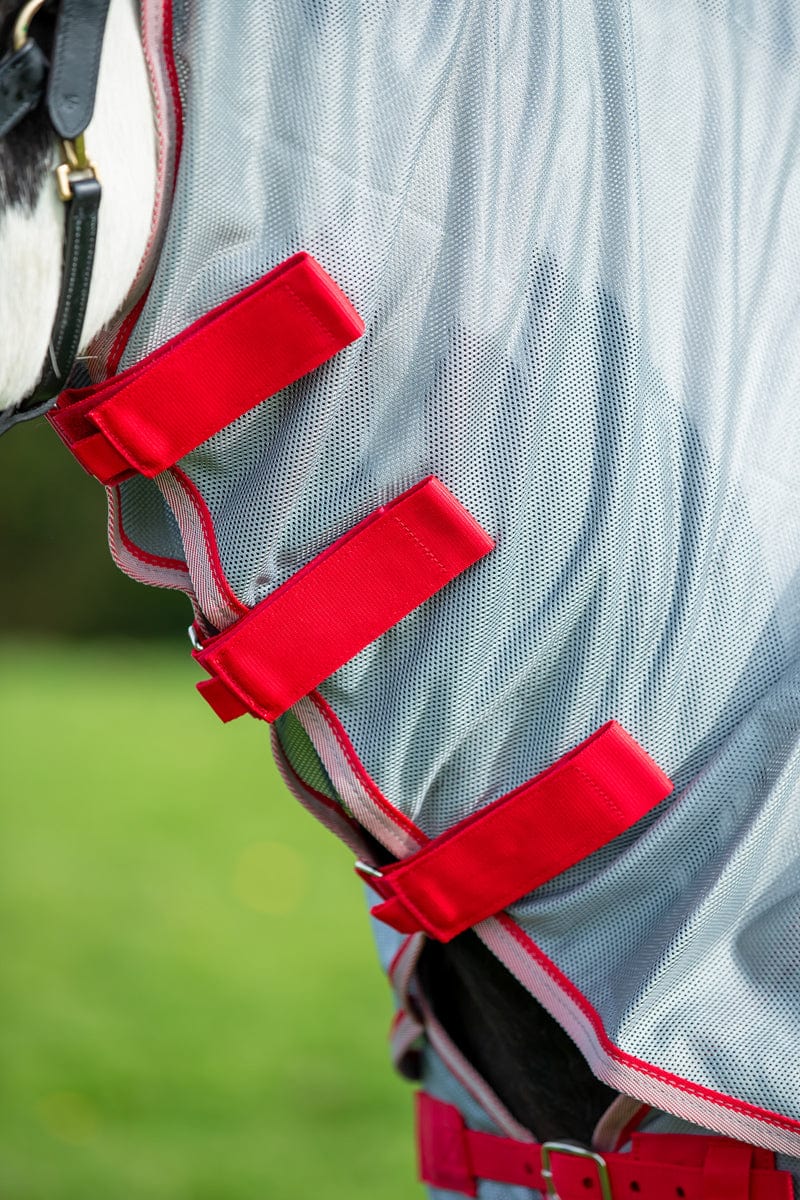 WIDE FIT Mesh Fly Rug - Grey/Red