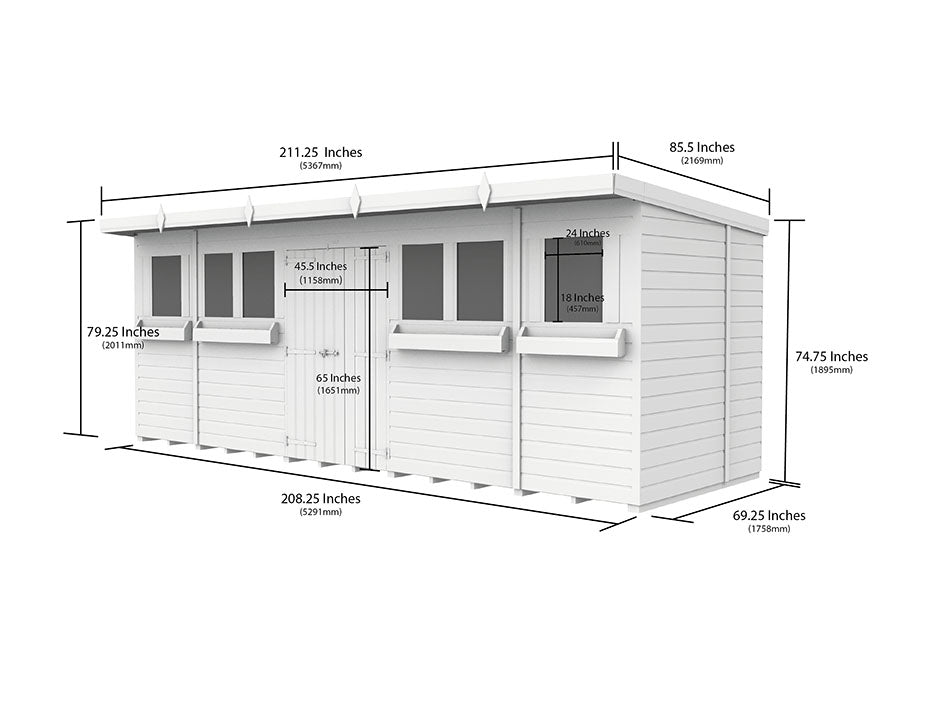 20ft x 6ft Pent Summer Shed Loglap