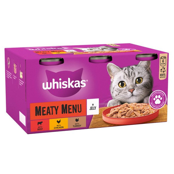 Whiskas 1+ Cat Tins Meaty Menu in Jelly 6x400g
