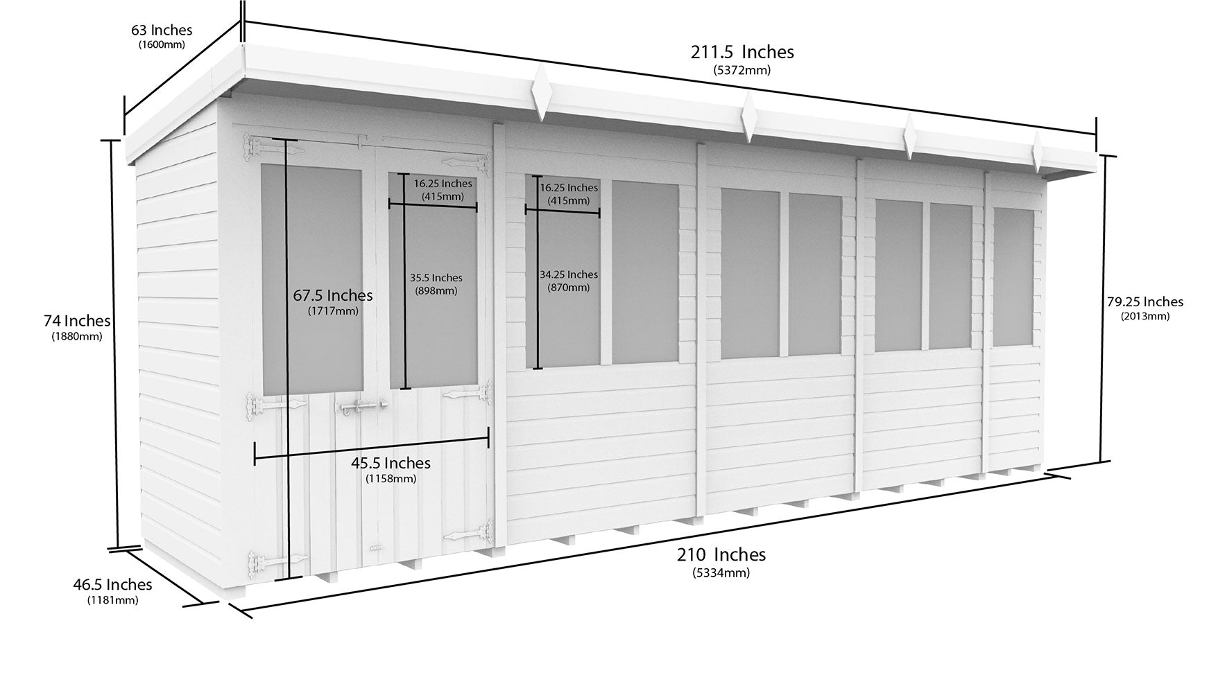 18ft x 4ft Pent Summer House