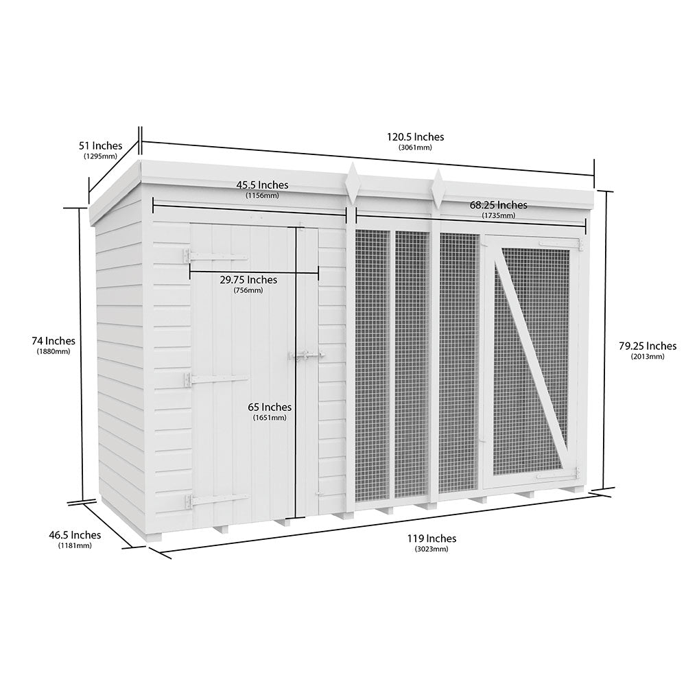 10ft X 4ft Dog Kennel and Run Full Height