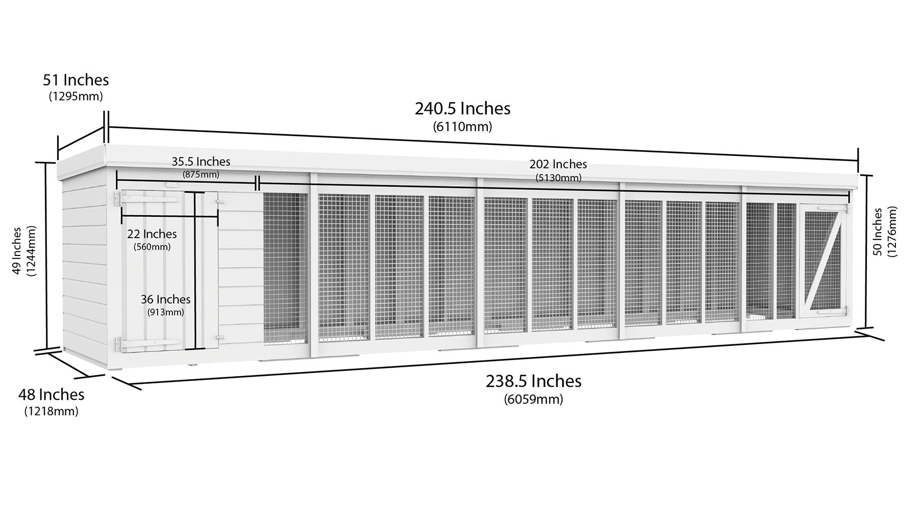 20ft x 4ft Dog Kennel and Run