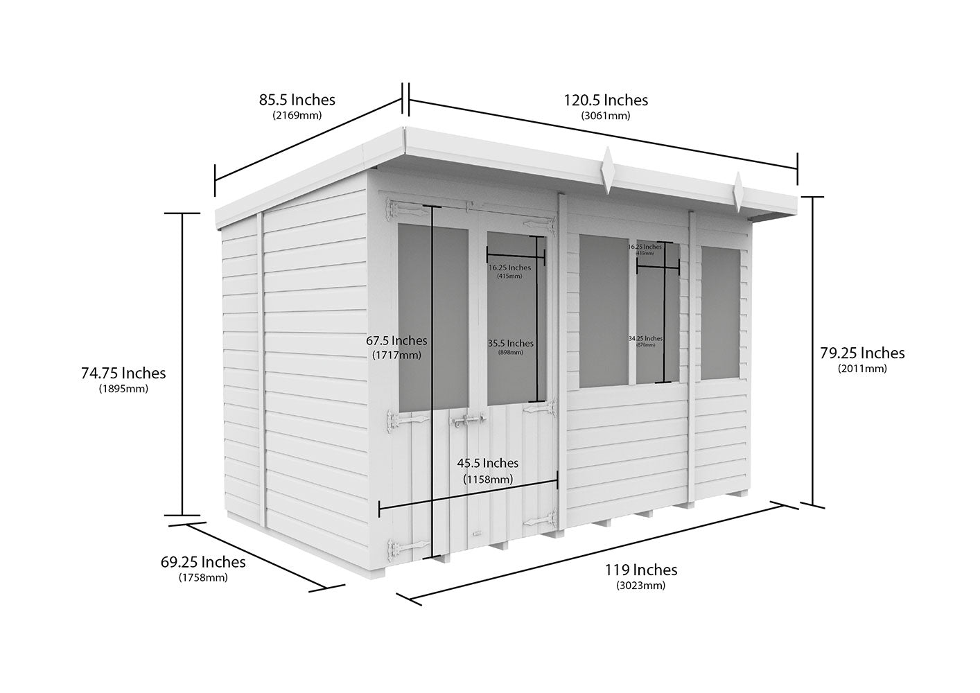 10ft x 6ft Pent Summer House