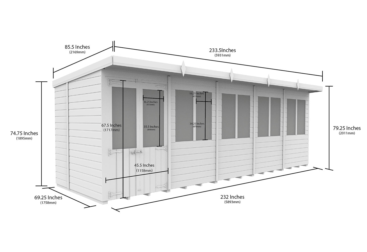 20ft x 6ft Pent Summer House