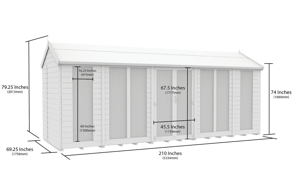 6ft x 18ft Apex Summer House (Full Height Window)