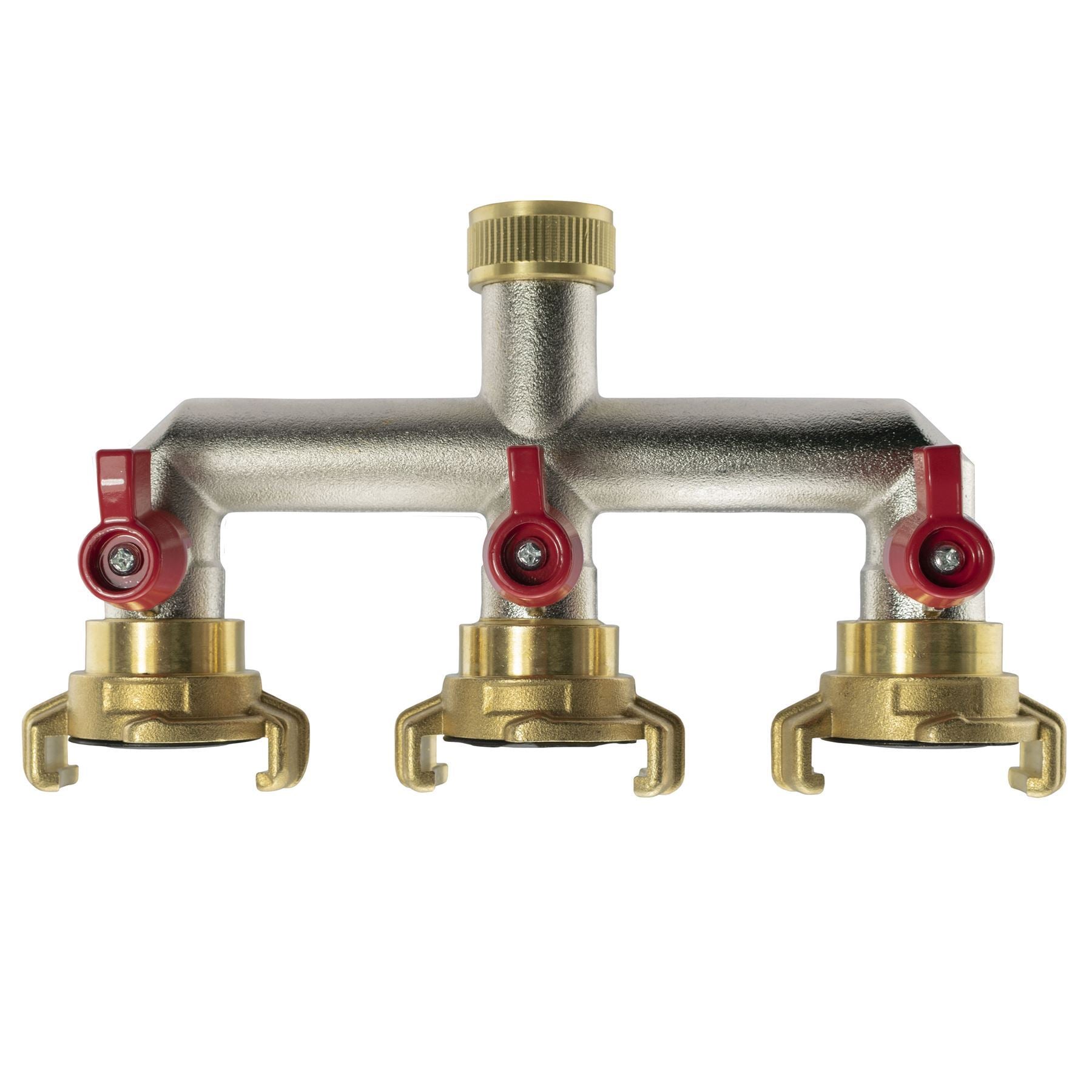 Three Way Tap Splitter Brass 3/4" BSP with Geka Type Outlets