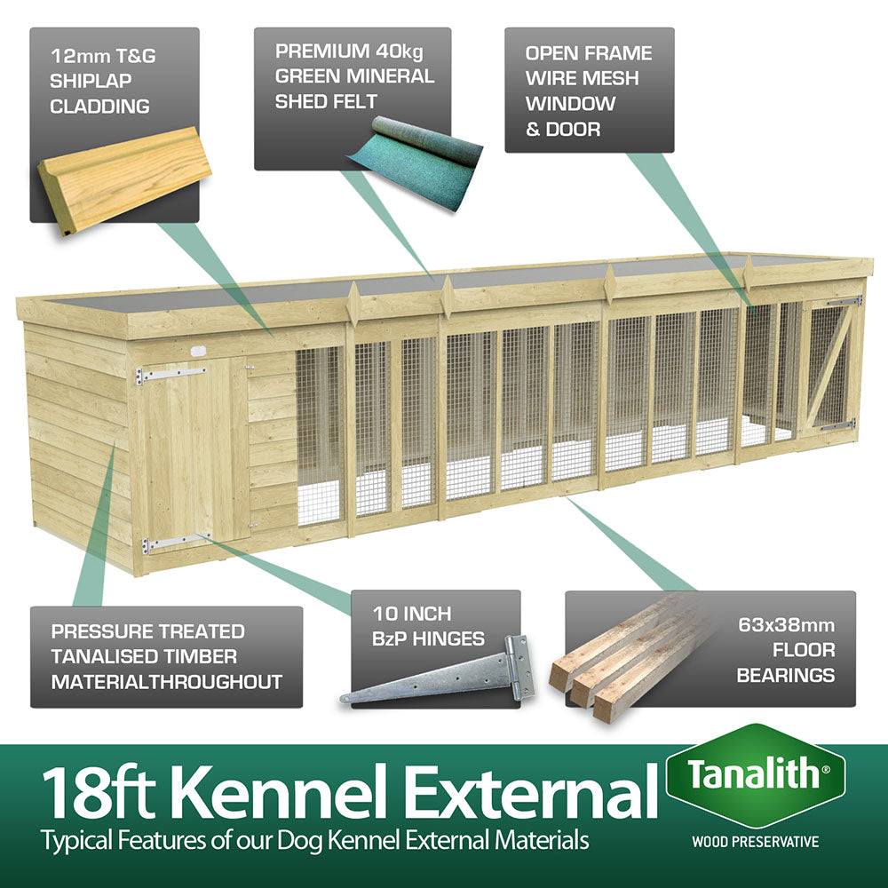 18ft x 4ft Dog Kennel and Run