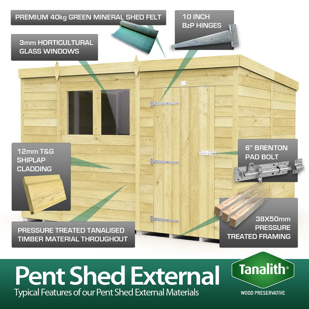 7ft x 8ft Pent Shed