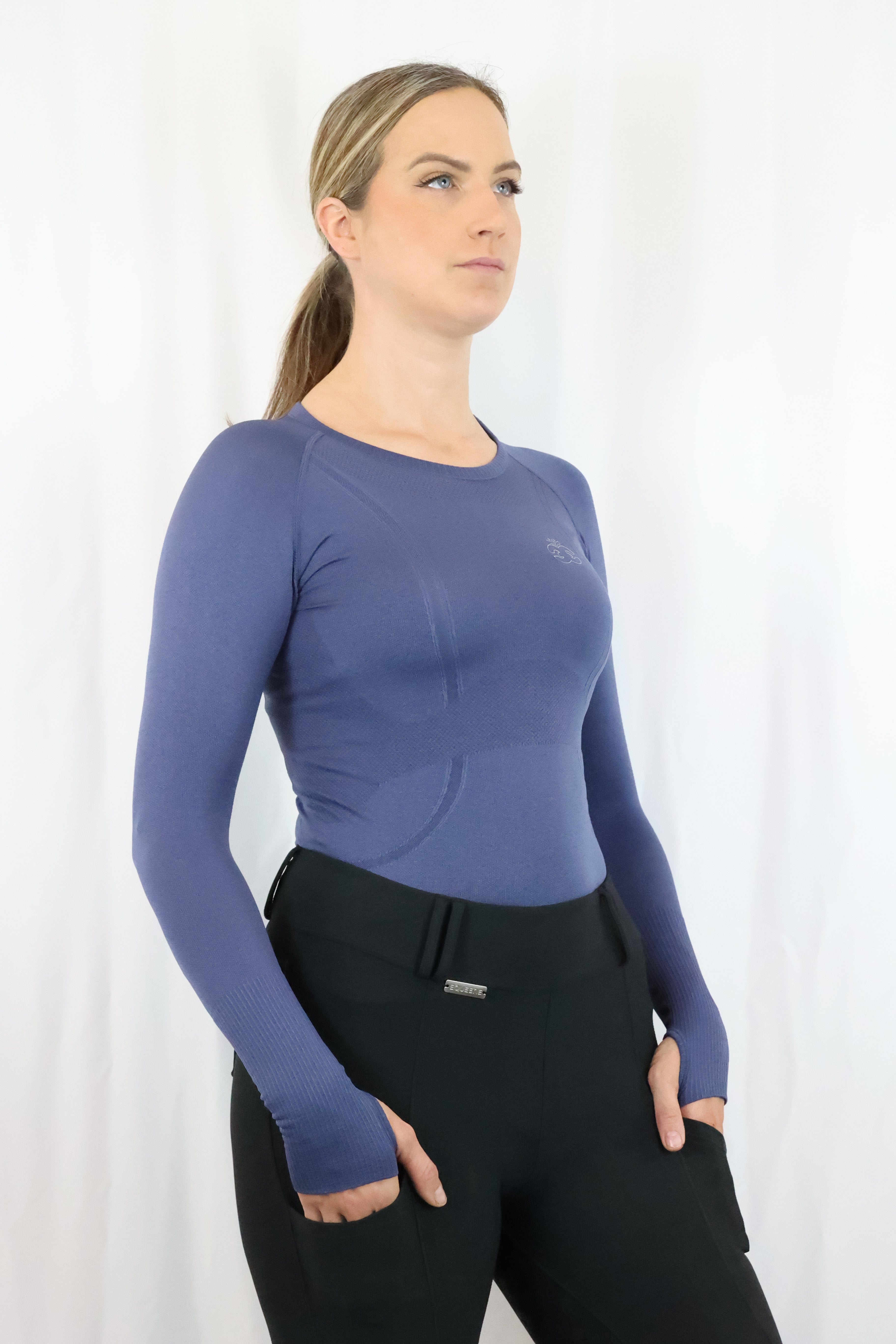 Equeene Molly Seamless Training Top - Steel Blue