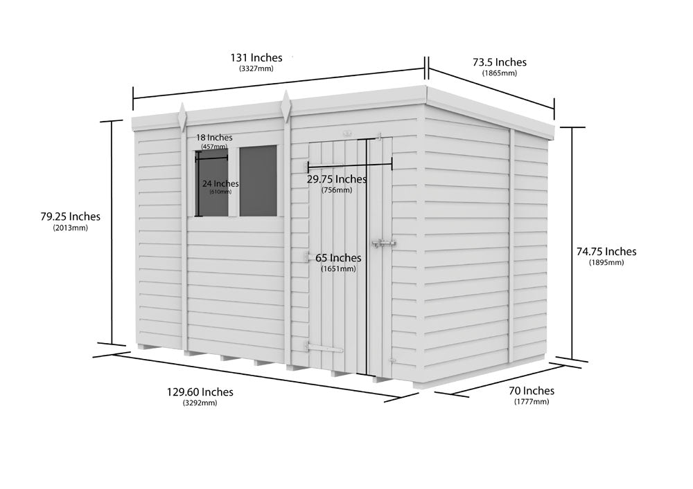 11ft x 6ft Pent Shed