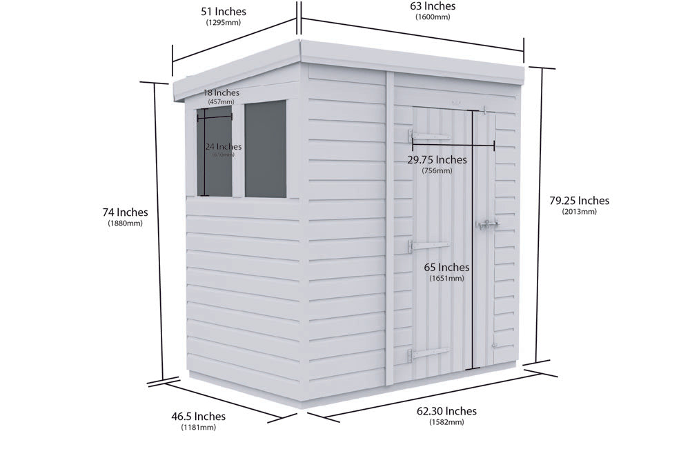 5ft x 4ft Pent Shed