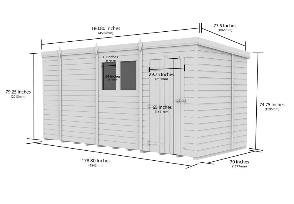 15ft x 6ft Pent Shed