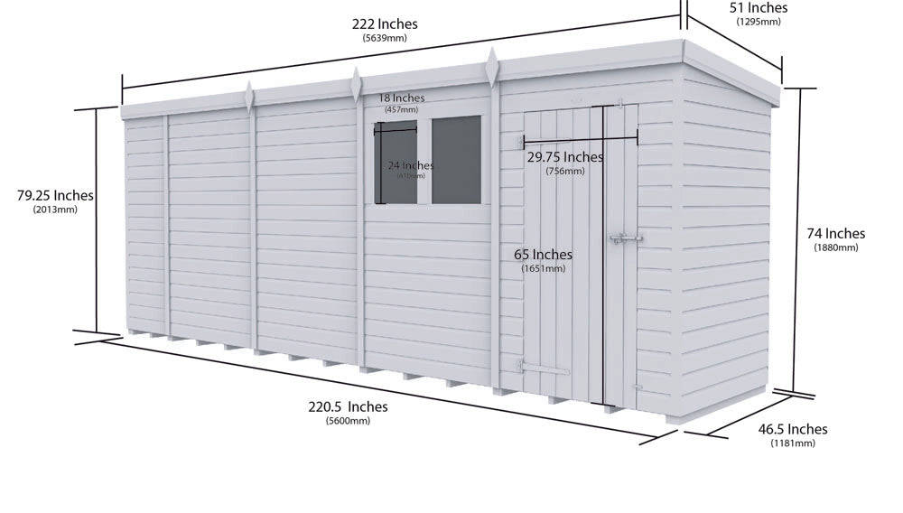 19ft x 4ft Pent Shed