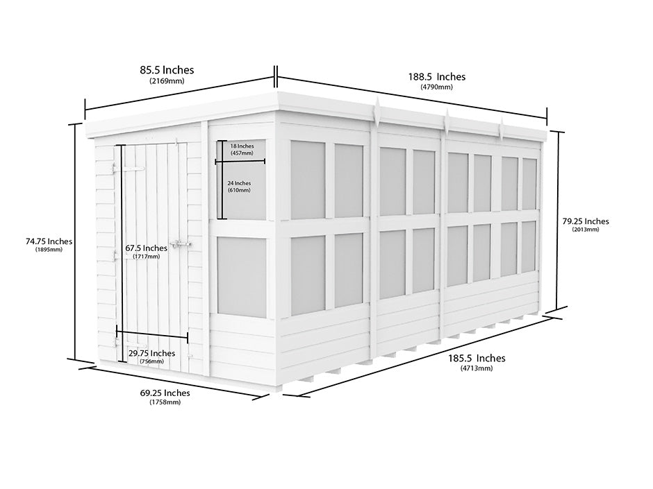 16ft x 6ft Pent Potting Shed
