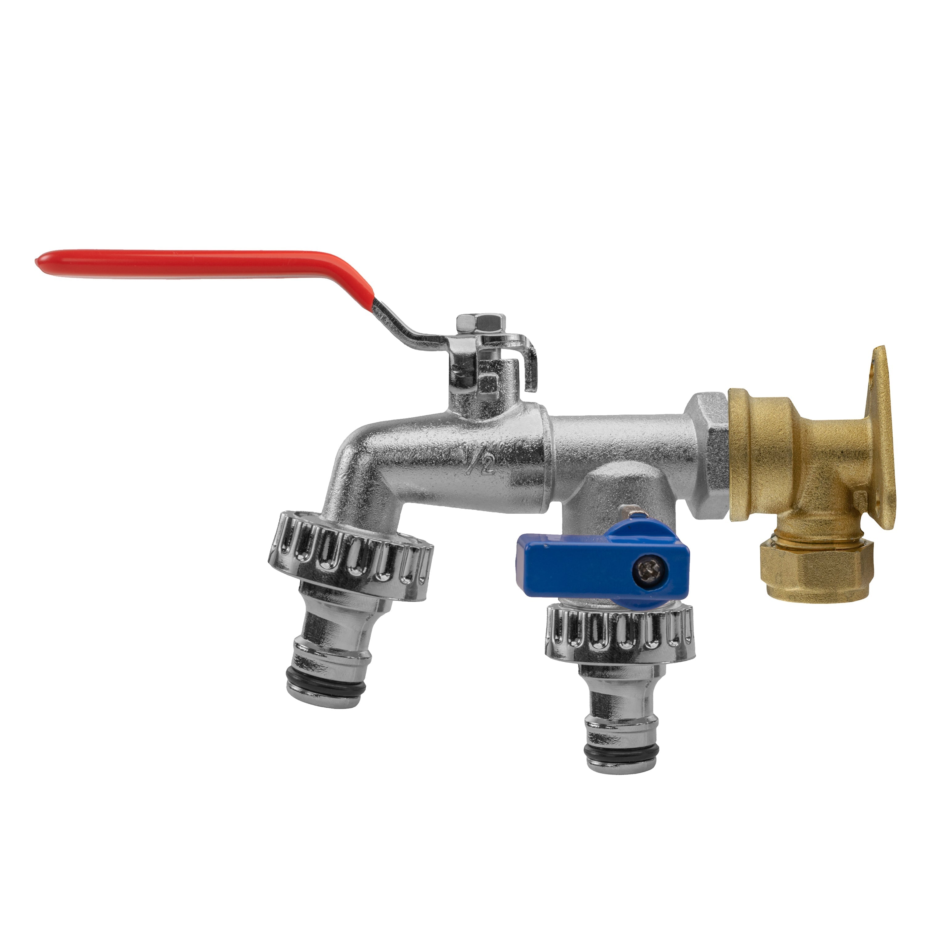 15mm Brass Wall Flange Kit with Double Lever Quick Connect Tap