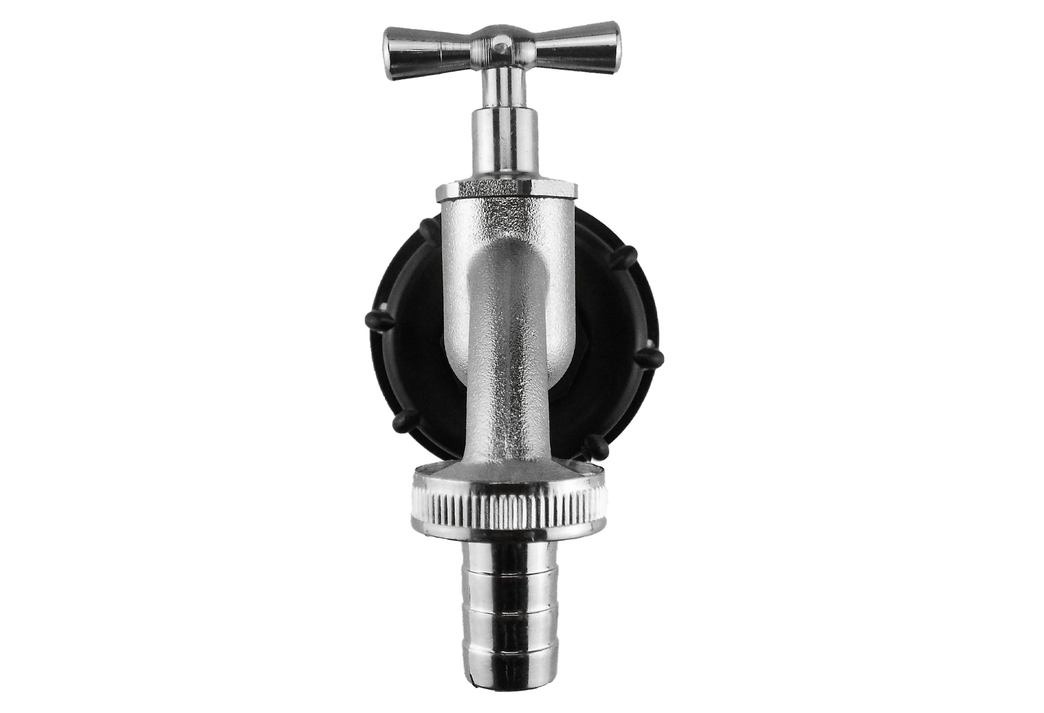 IBC 2” S60X6 Cap with Nickle Plated Bib Tap ¾” Barb