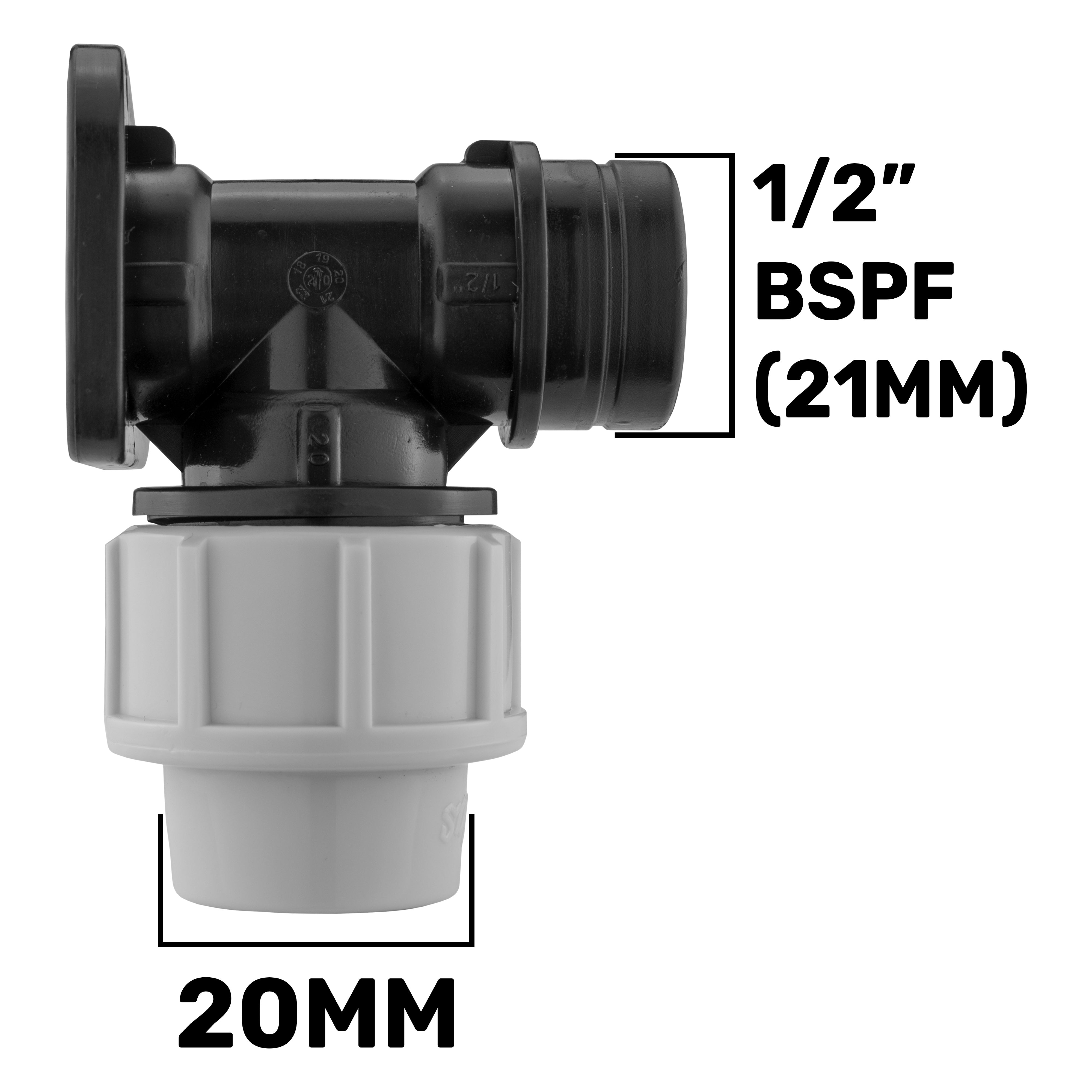 Wall Flange Kit 20mm MDPE - Bib Valve 1/2" BSP