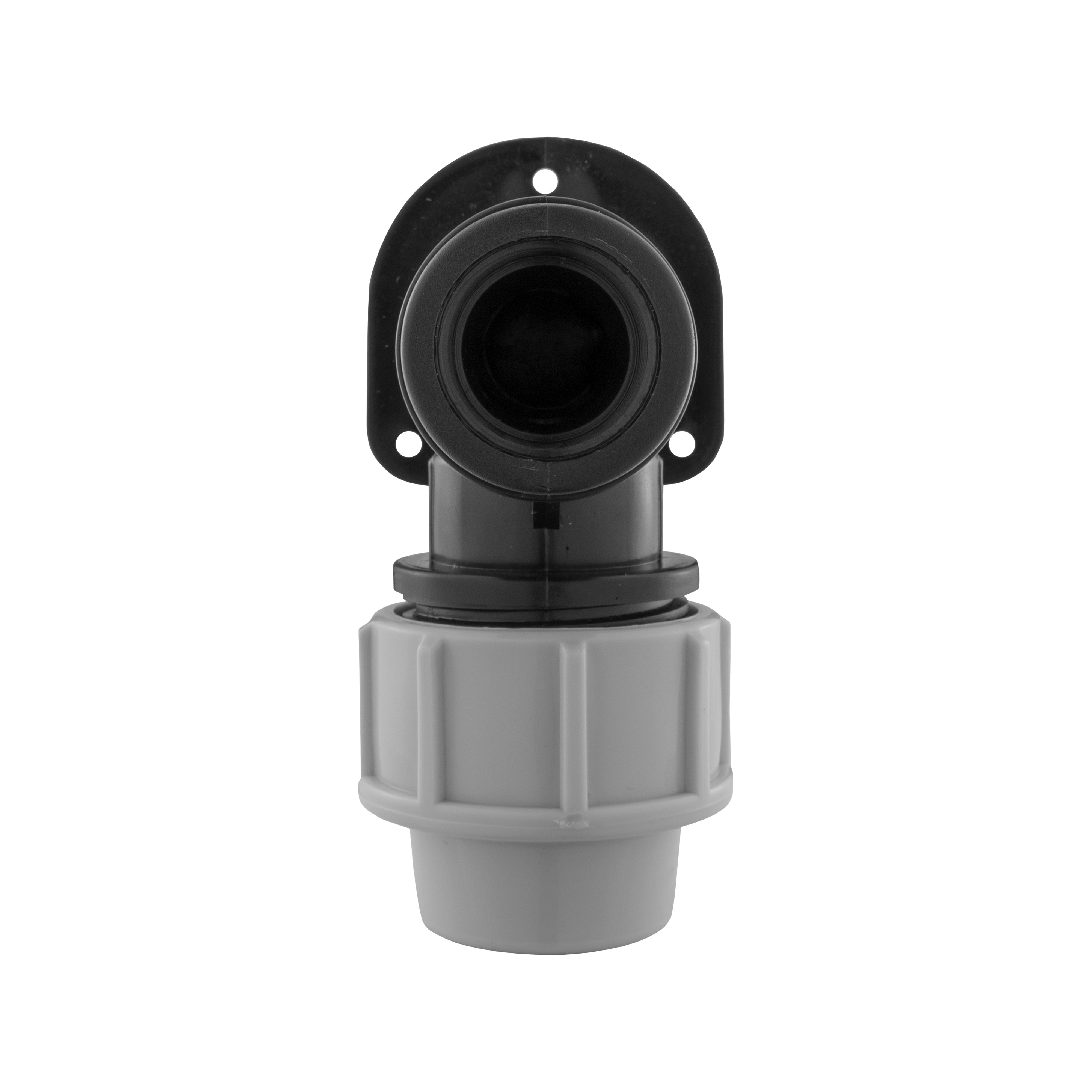Wall Flange Kit 25mm MDPE + Large Plastic Valve & 20mm MDPE Straight
