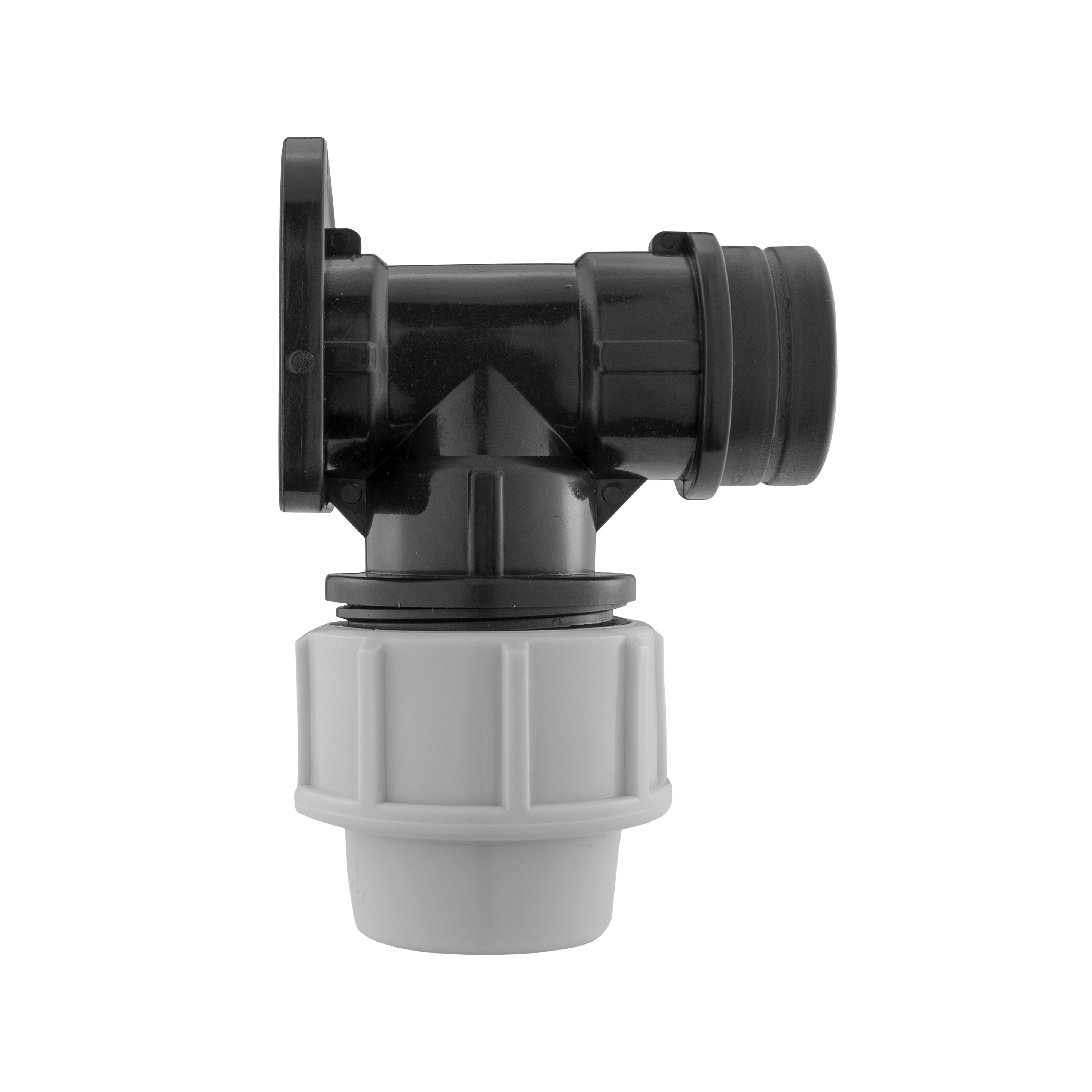 Wall Flange Kit 25mm MDPE + Large Plastic Valve & 20mm MDPE Straight