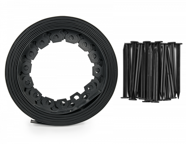 Lawn Border Set, Easy Border 40mm Black 10m With Pegs