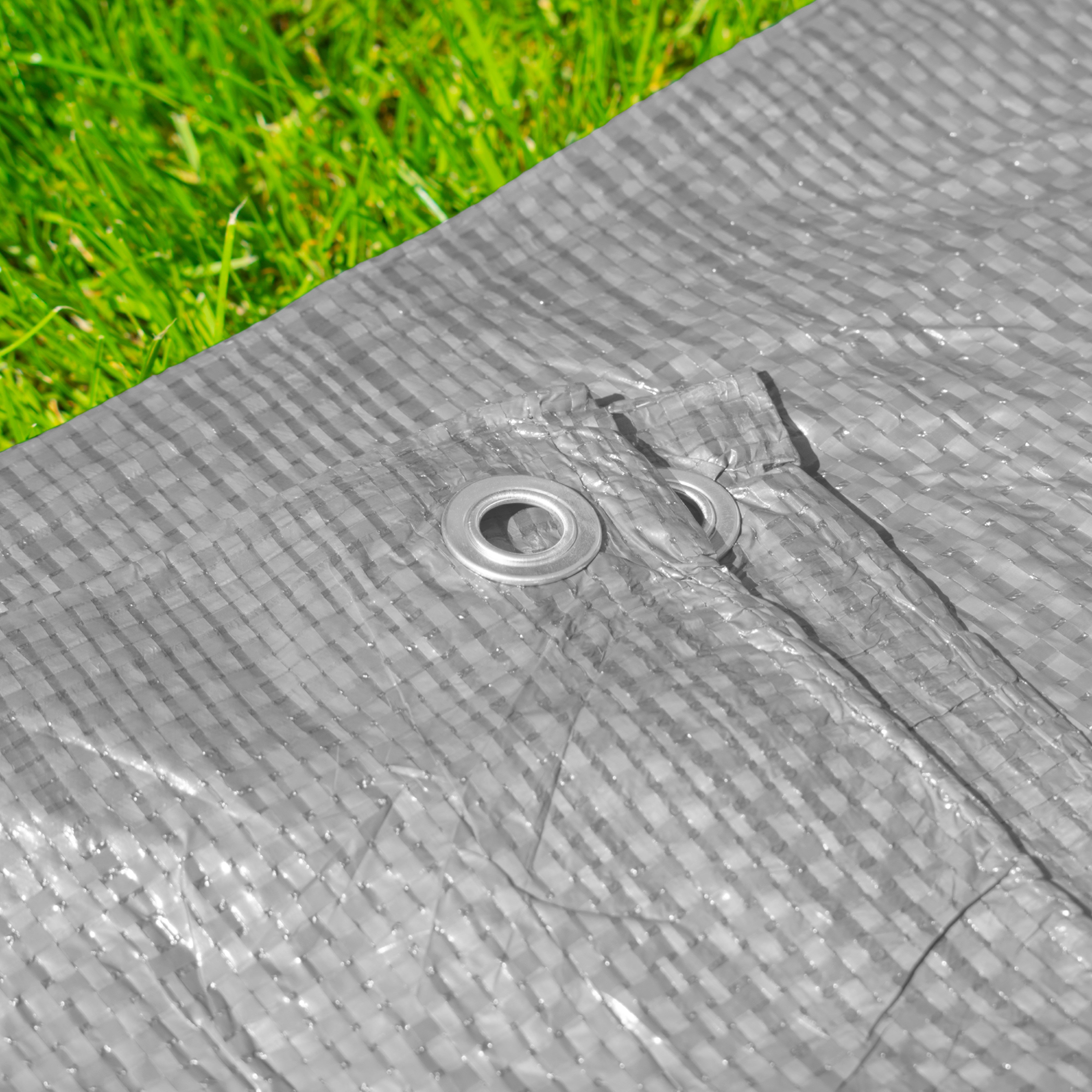 Grey S-Grade Tarpaulin with 10m of 6mm Bungee Rope and 10 x Slide Type Tarp Clips