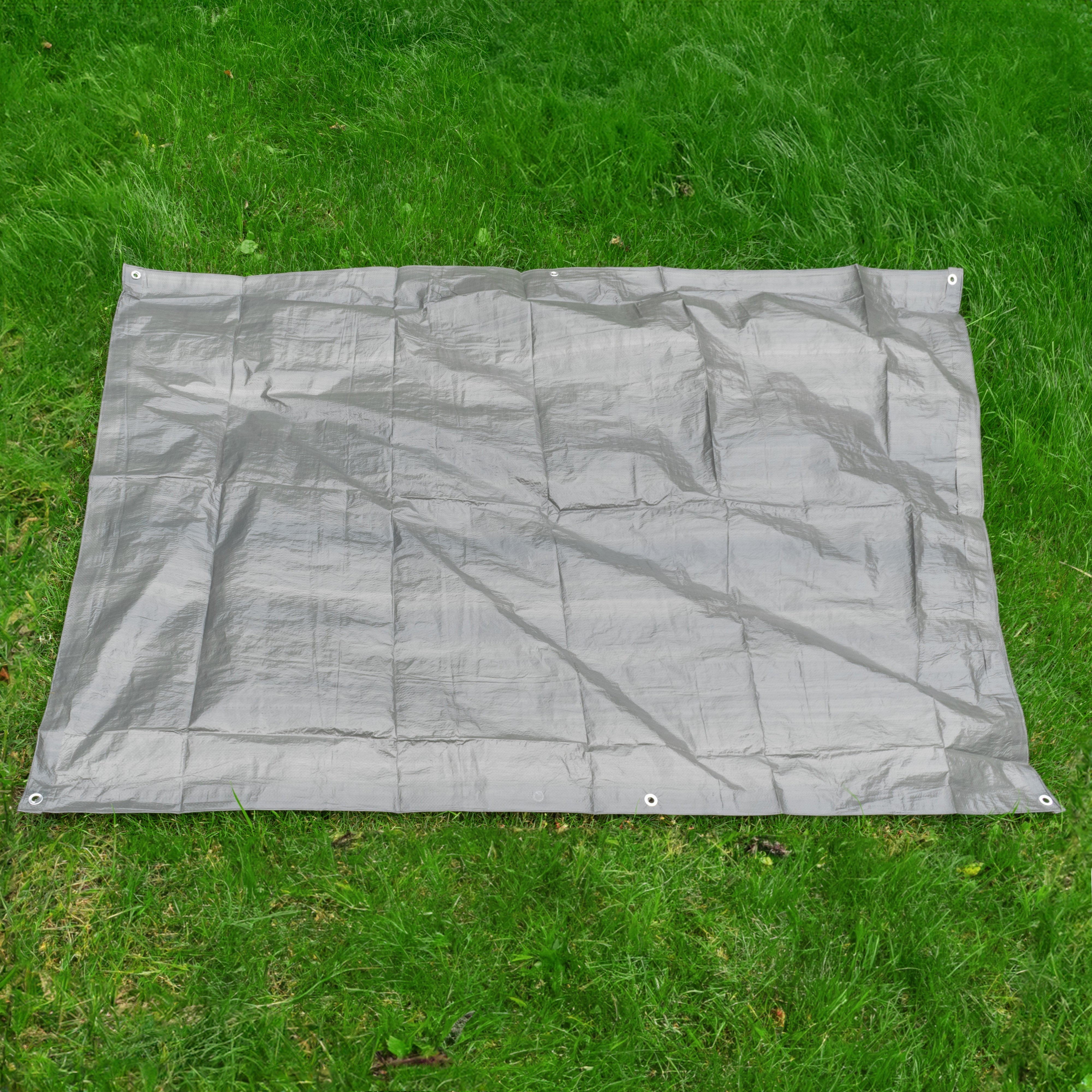 Grey S-Grade Tarpaulin with 10m of 6mm Bungee Rope and 10 x Slide Type Tarp Clips
