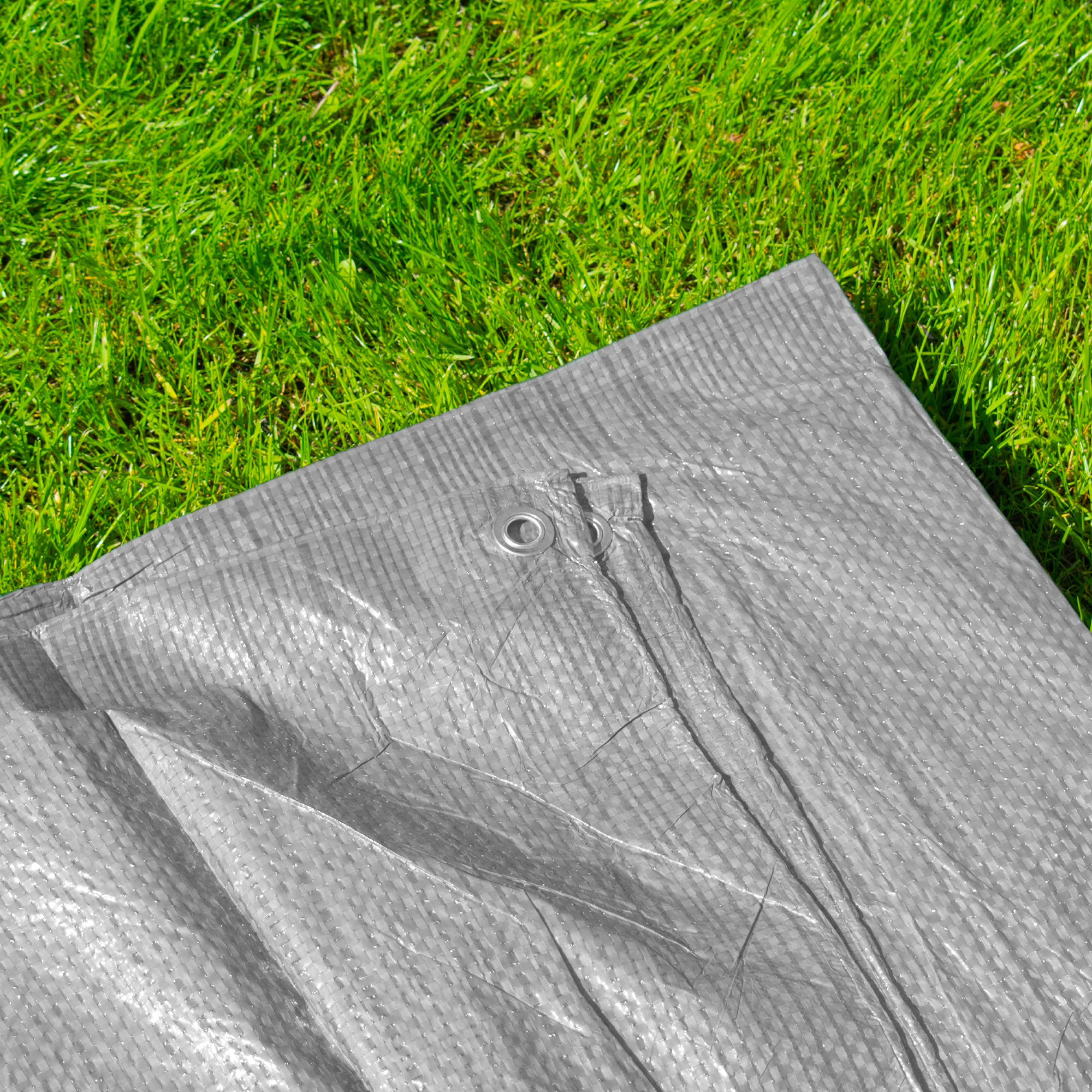 Grey S-Grade Tarpaulin with 10m of 6mm Bungee Rope and 10 x Slide Type Tarp Clips