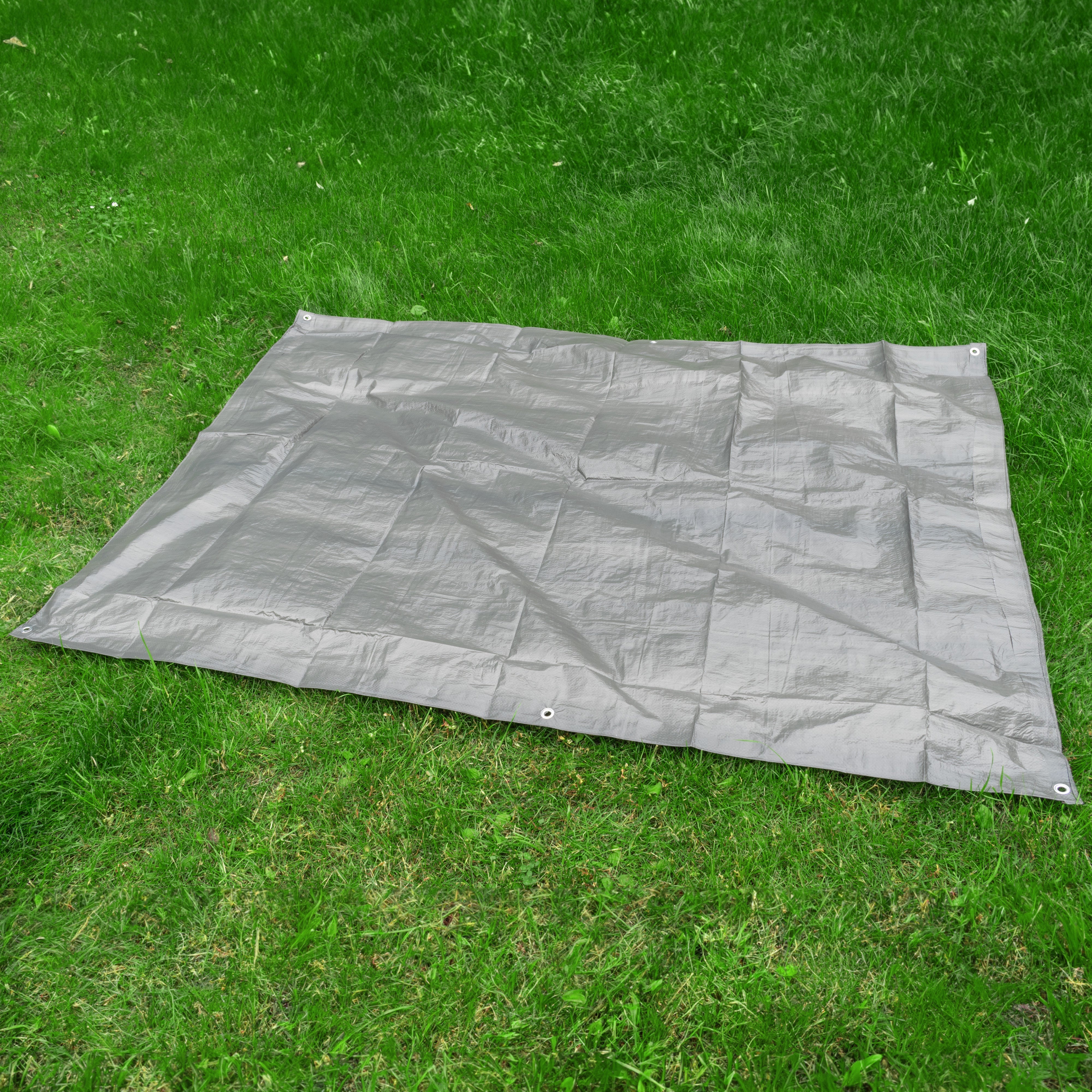 Grey S-Grade Tarpaulin with 10m of 6mm Bungee Rope and 10 x Slide Type Tarp Clips